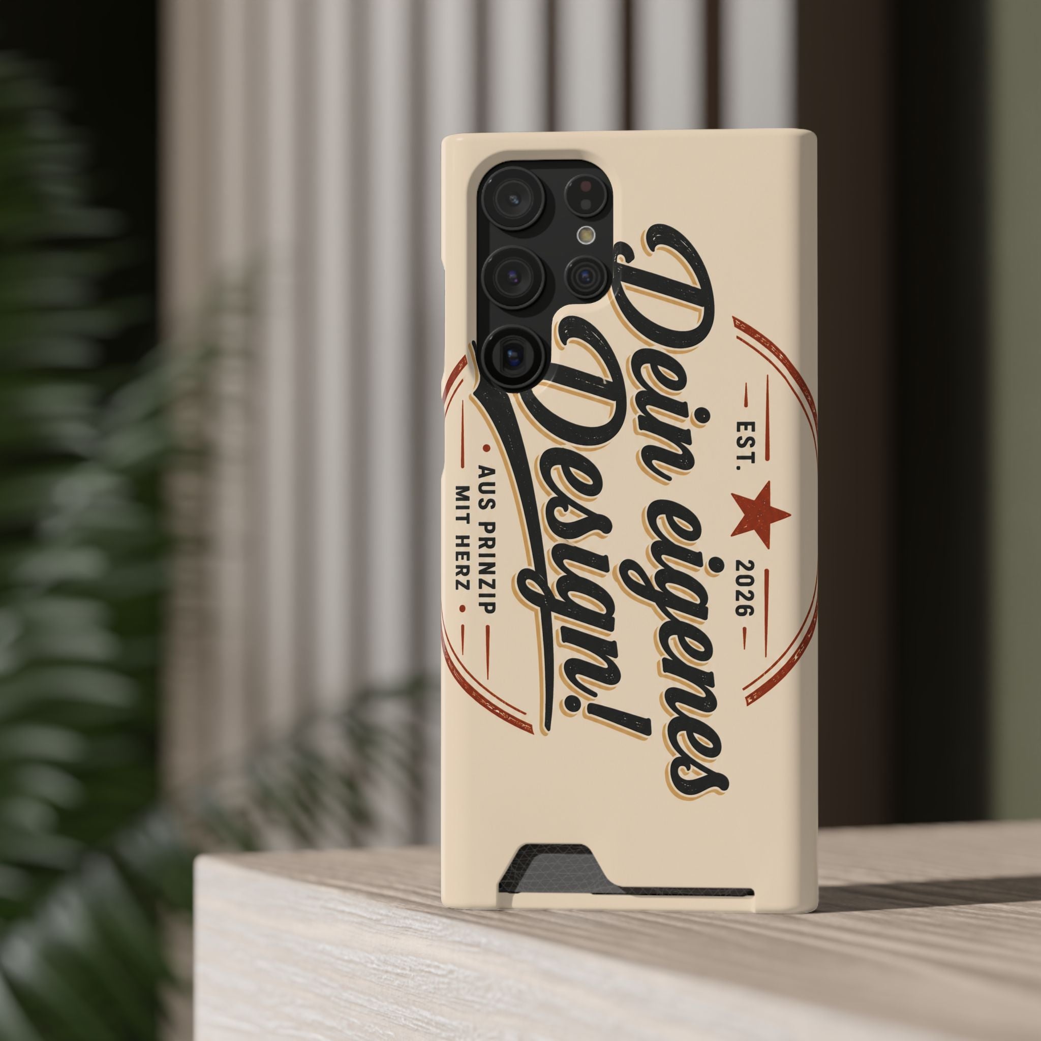 Retro Script Phone Case with Card Holder — "Dein eigenes Design!"