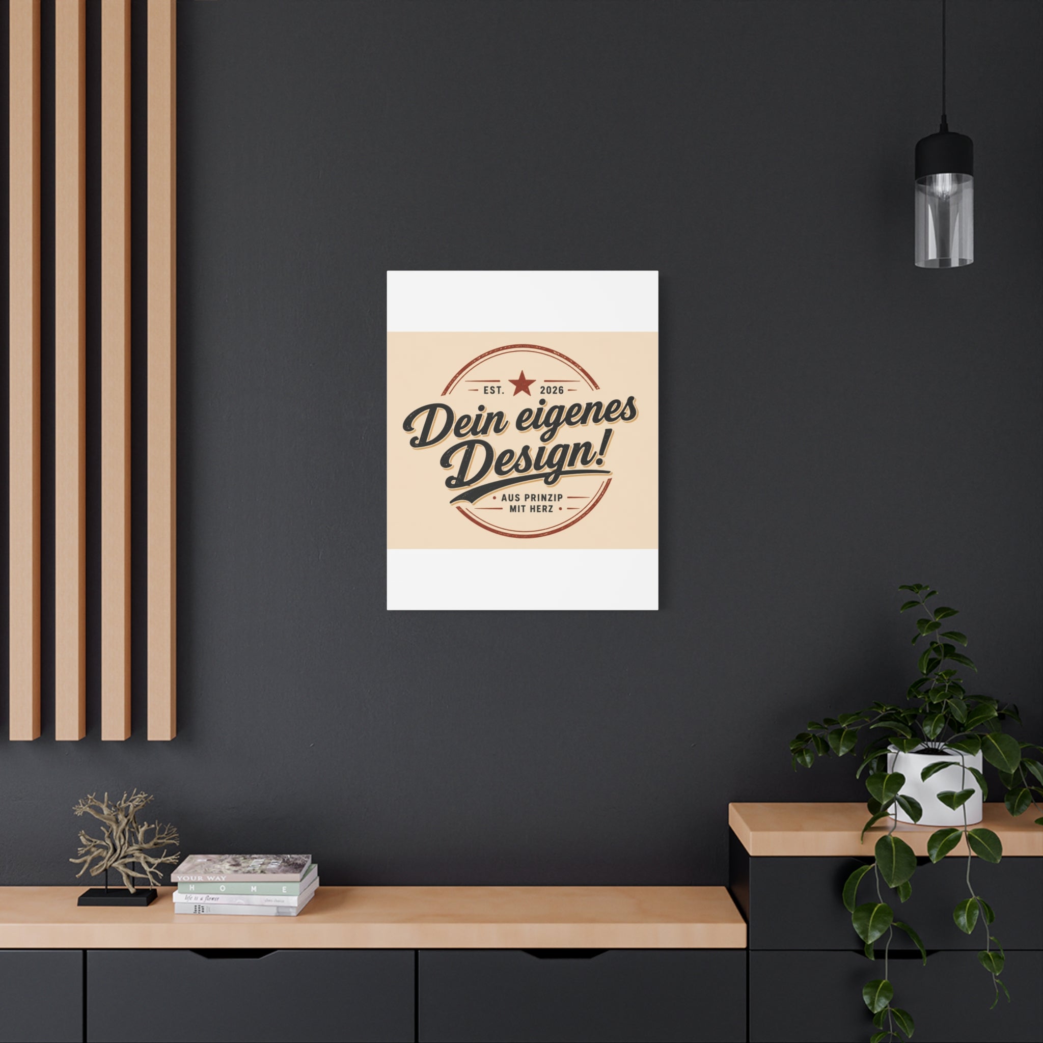 Matte Stretched Canvas - "Dein eigenes Design!" Vintage Badge Wall Art