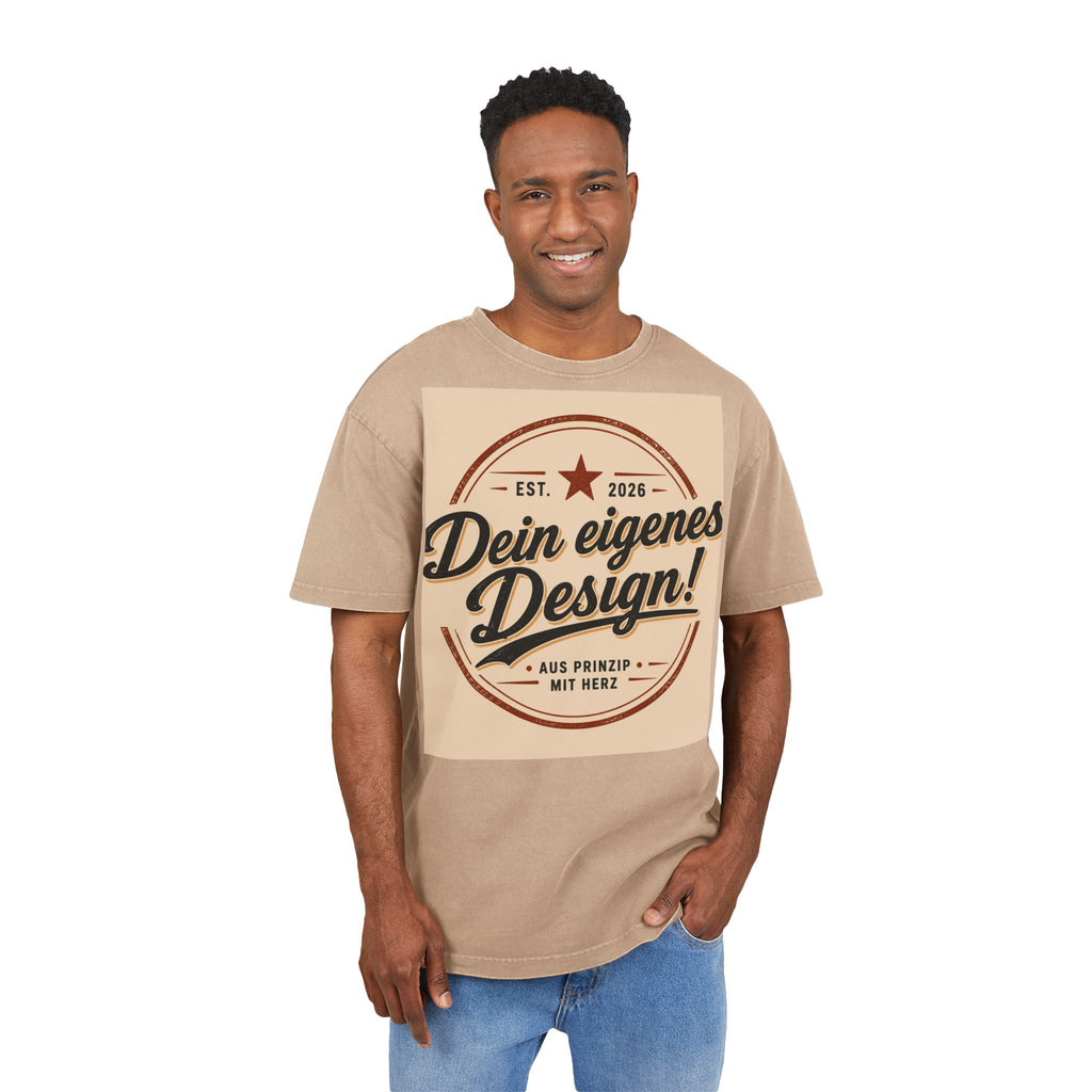 Vintage Logo Tee — "Dein eigenes Design!" Acid Wash Oversized Shirt