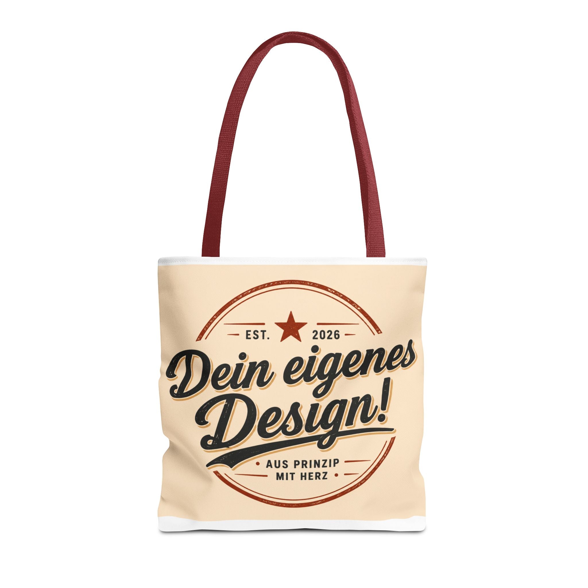 Custom Design Tote Bag — "Dein eigenes Design!" Vintage Emblem Canvas Shopper