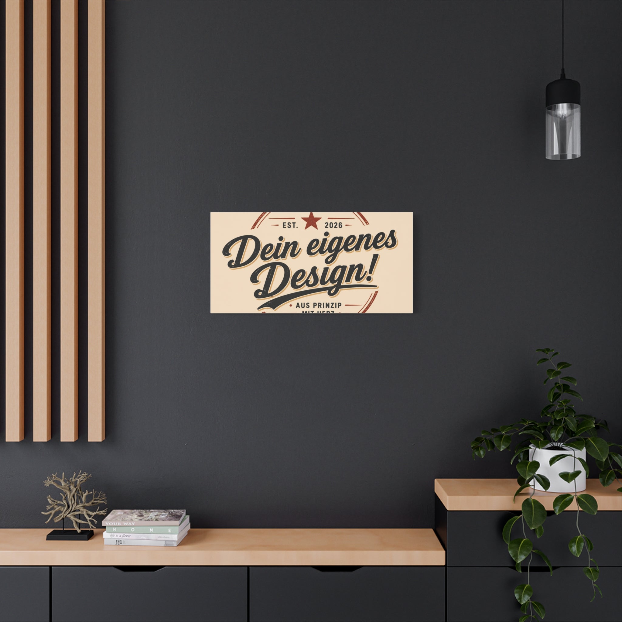 Matte Stretched Canvas - "Dein eigenes Design!" Vintage Badge Wall Art