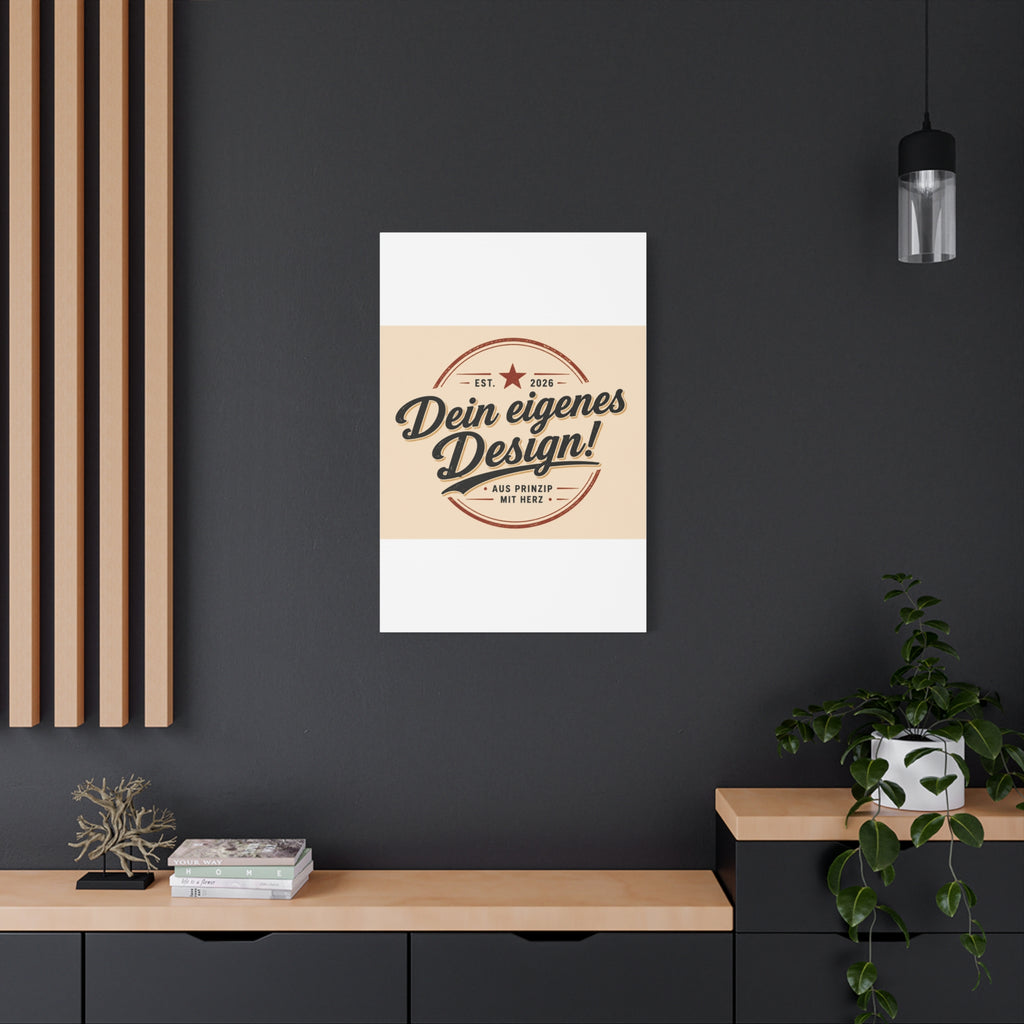 Matte Stretched Canvas - "Dein eigenes Design!" Vintage Badge Wall Art