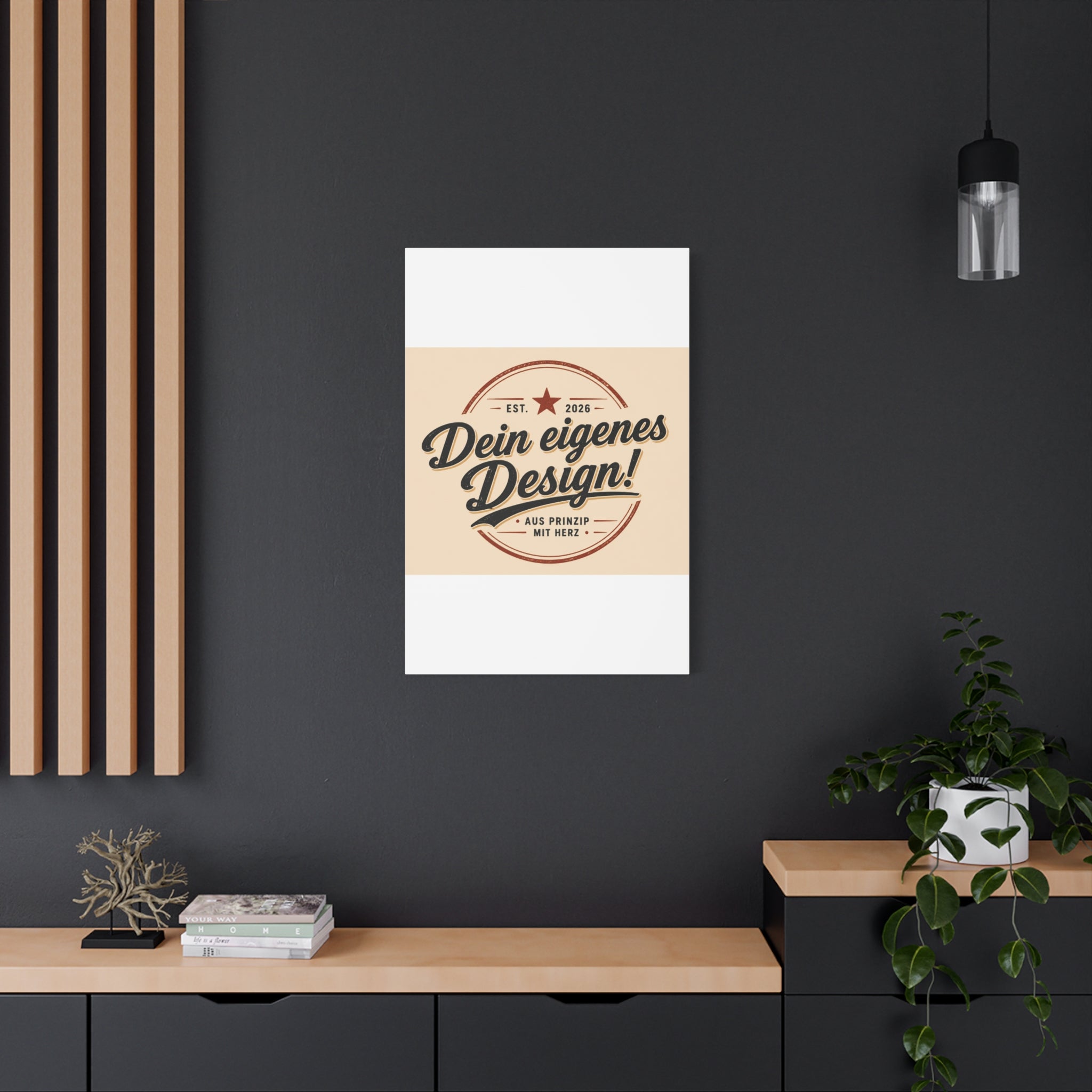 Matte Stretched Canvas - "Dein eigenes Design!" Vintage Badge Wall Art