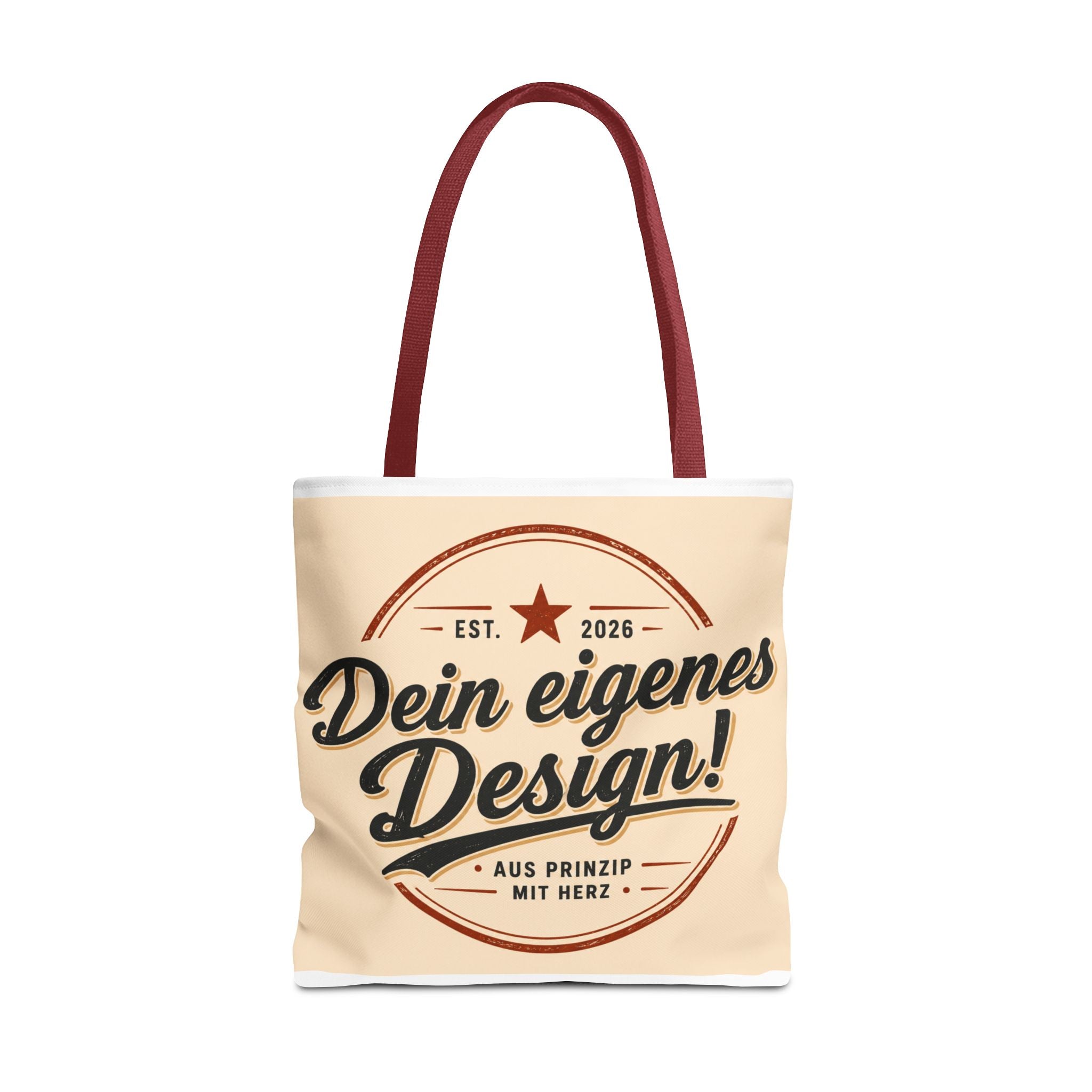 Custom Design Tote Bag — "Dein eigenes Design!" Vintage Emblem Canvas Shopper