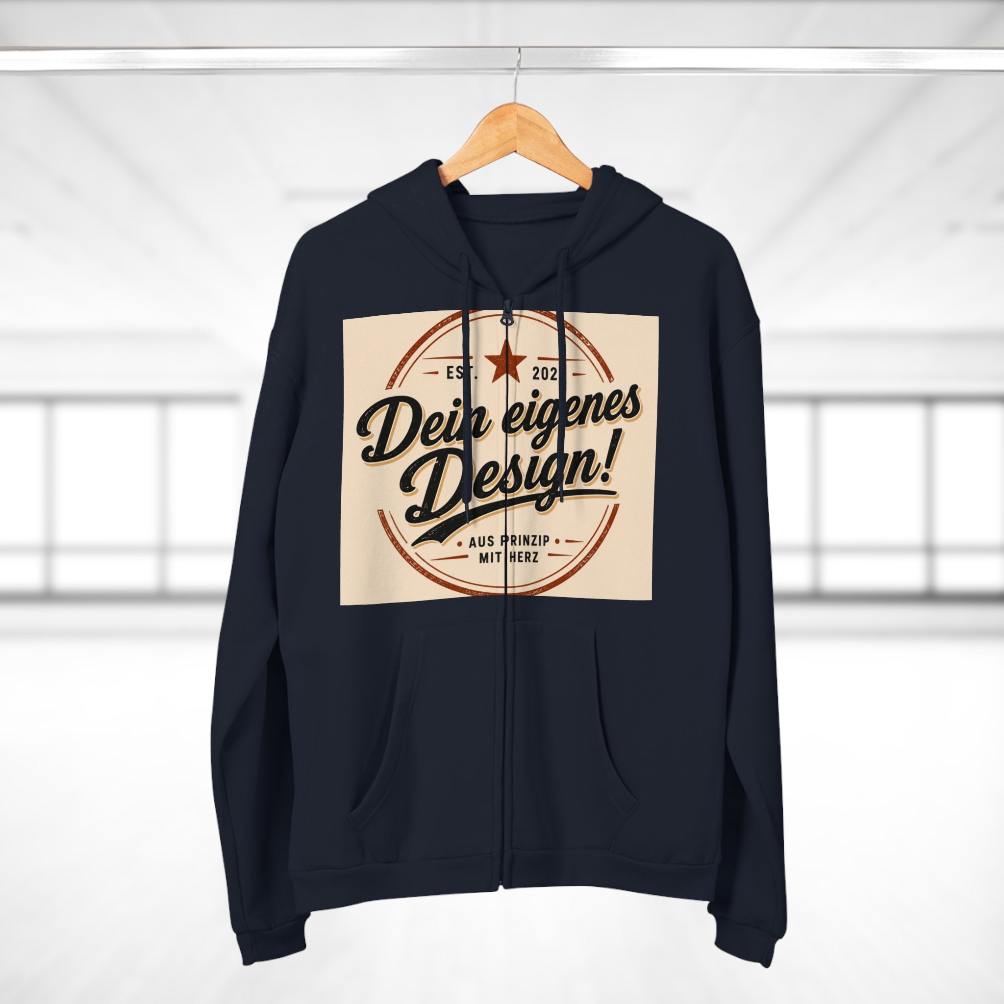 Vintage Badge Zip Hoodie – "Dein eigenes Design!" Graphic