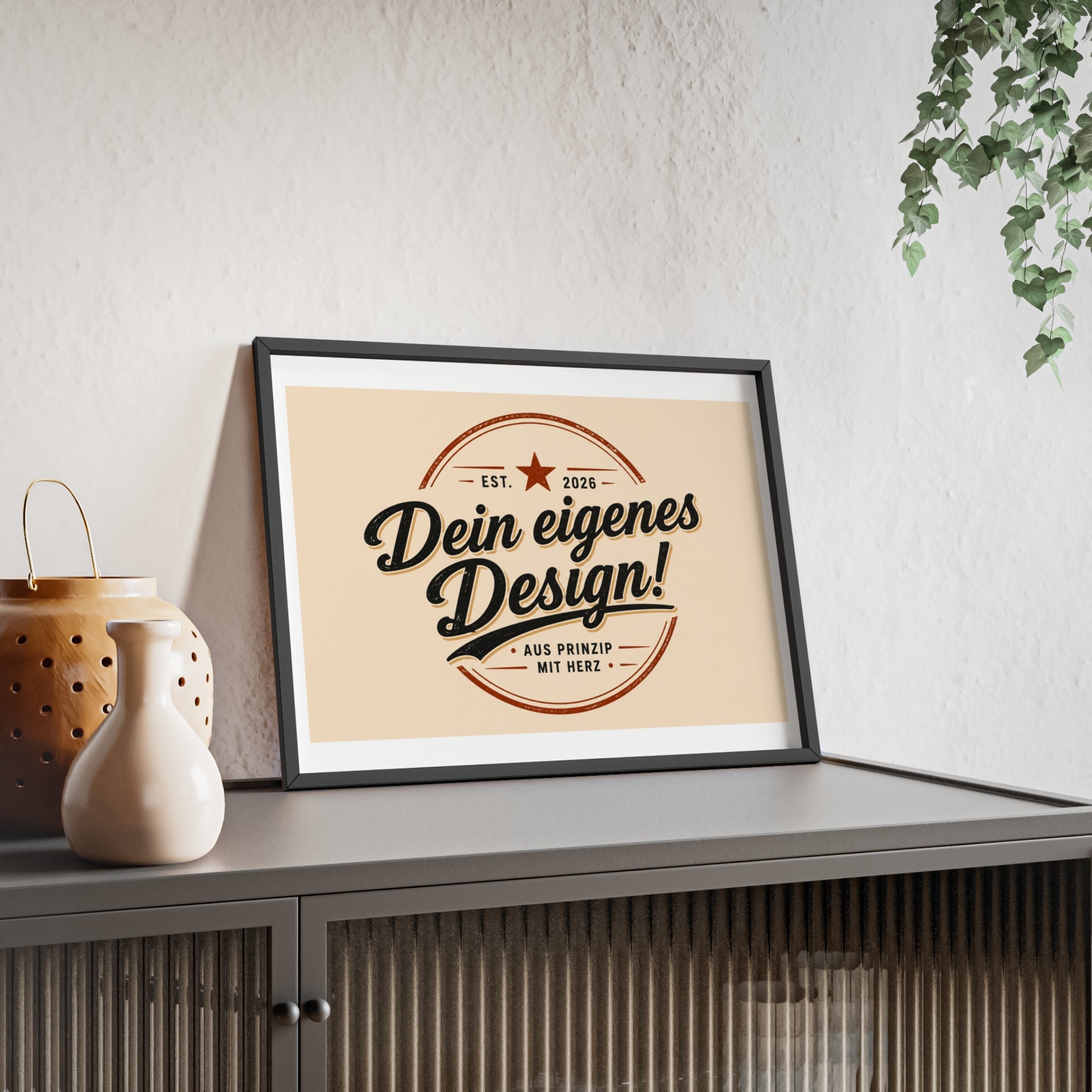 Framed Poster – "Dein eigenes Design!" Custom Wooden Frame Wall Art