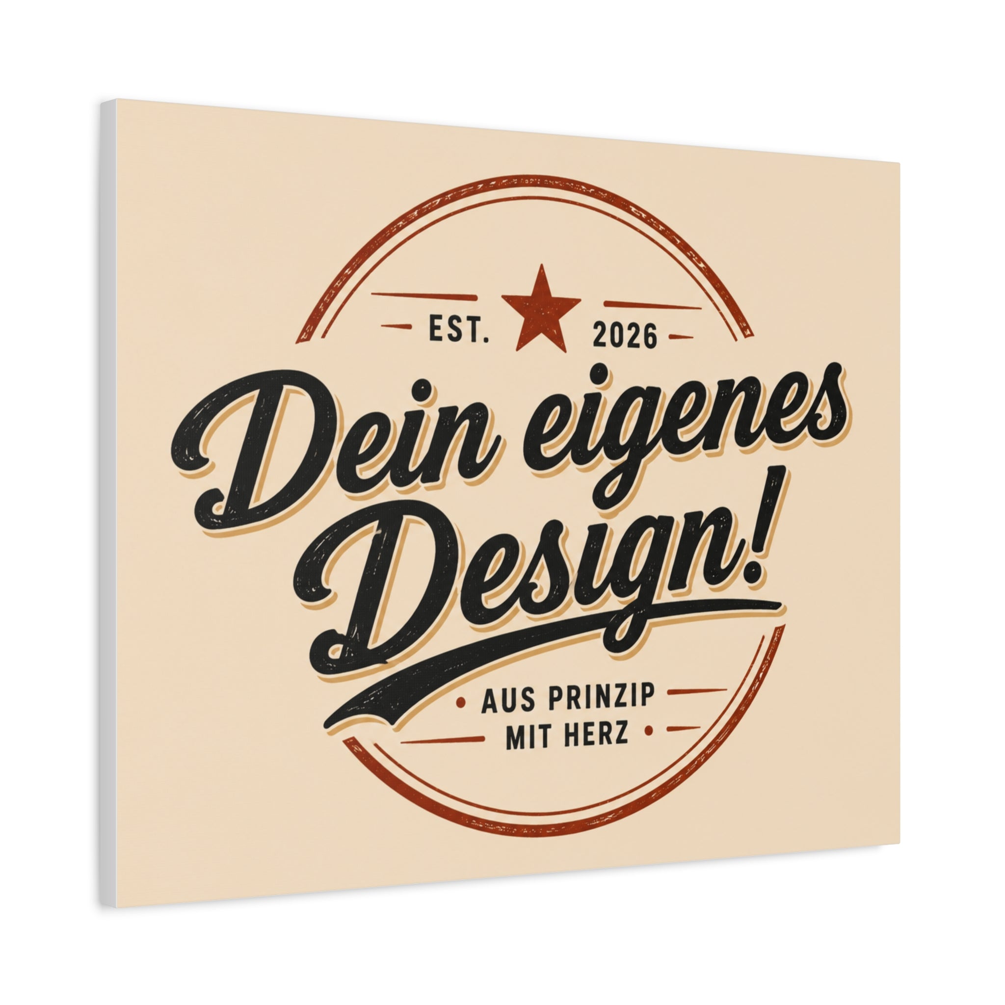 Matte Stretched Canvas - "Dein eigenes Design!" Vintage Badge Wall Art