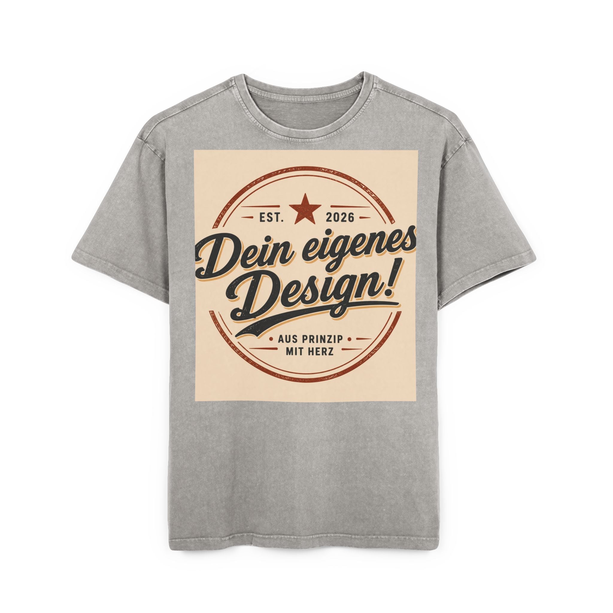 Vintage Logo Tee — "Dein eigenes Design!" Acid Wash Oversized Shirt