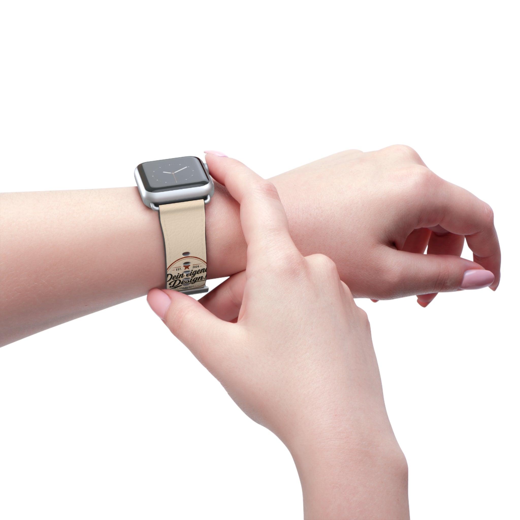 Vintage Stamp Leather Watch Band — Custom 'Dein eigenes Design' Accent