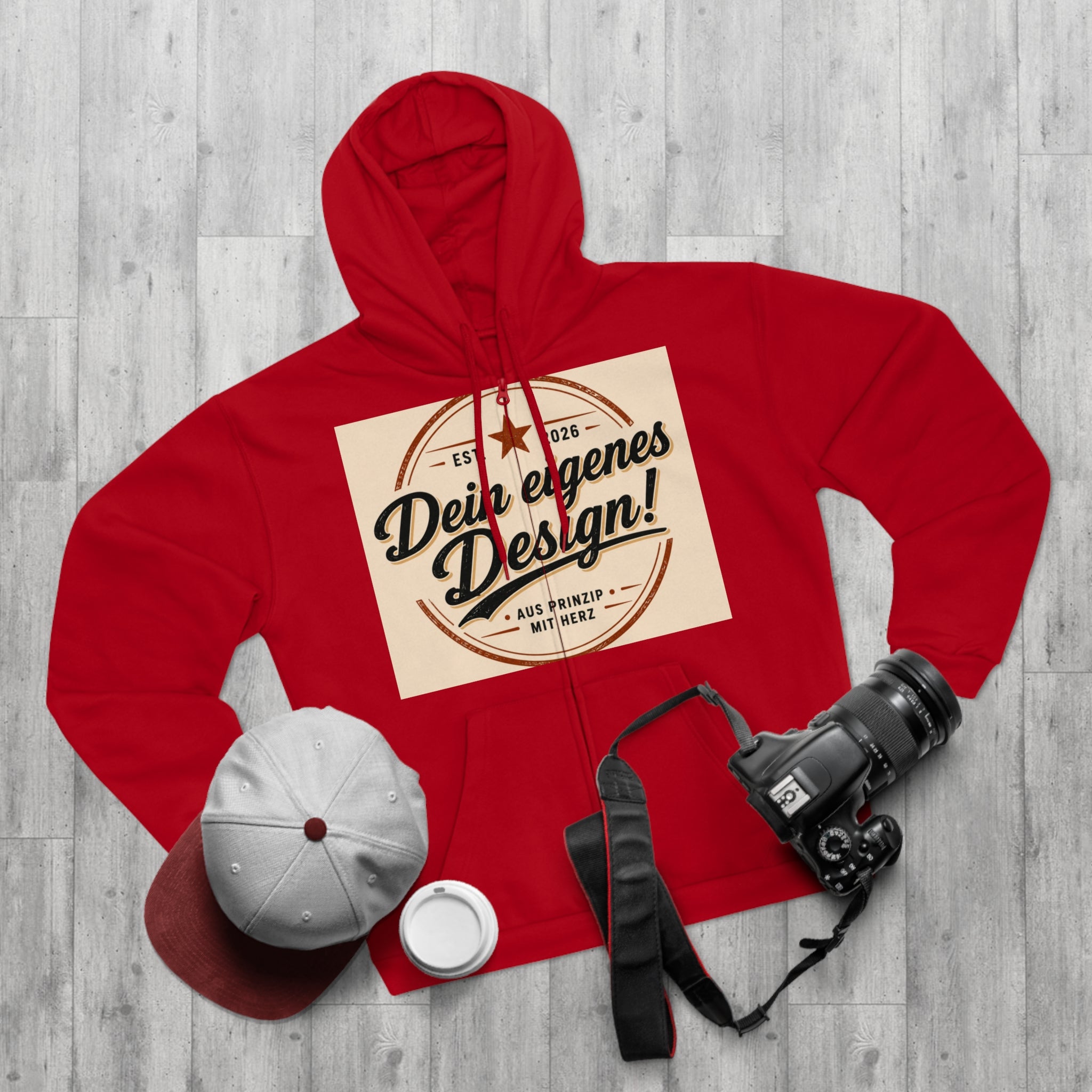 Vintage Badge Zip Hoodie – "Dein eigenes Design!" Graphic