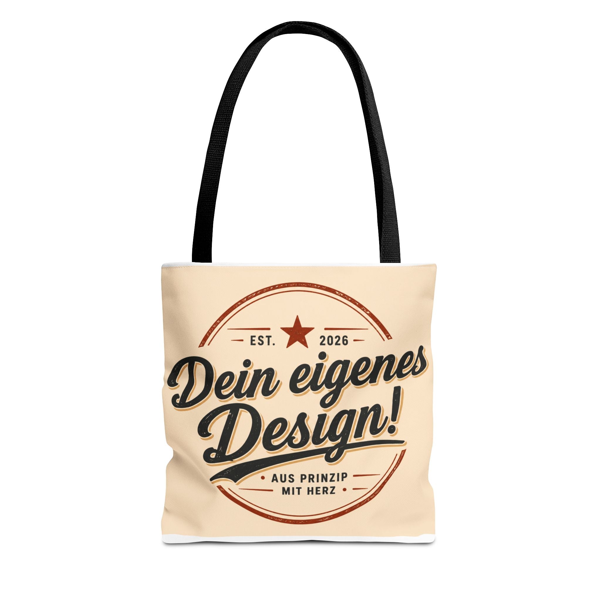 Custom Design Tote Bag — "Dein eigenes Design!" Vintage Emblem Canvas Shopper
