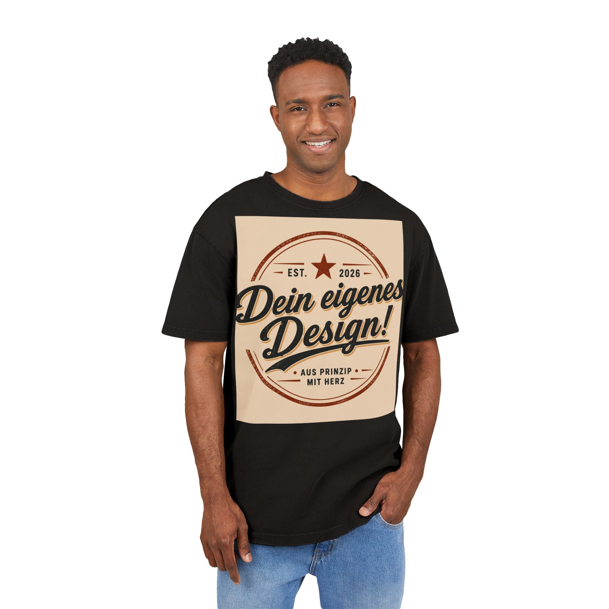 Vintage Logo Tee — "Dein eigenes Design!" Acid Wash Oversized Shirt