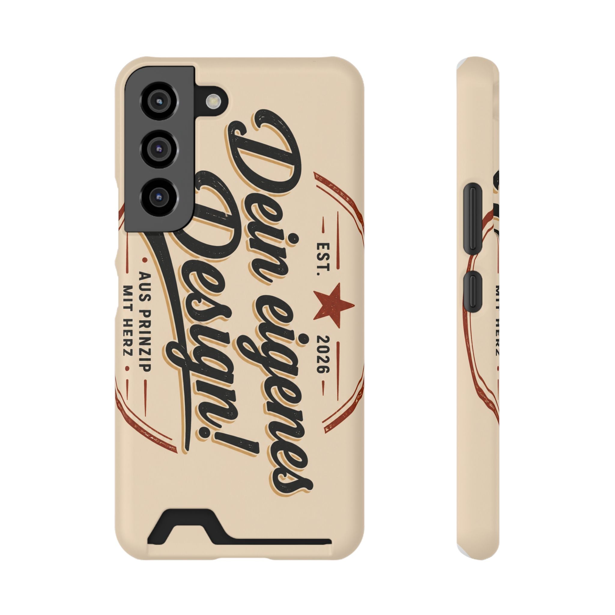 Retro Script Phone Case with Card Holder — "Dein eigenes Design!"
