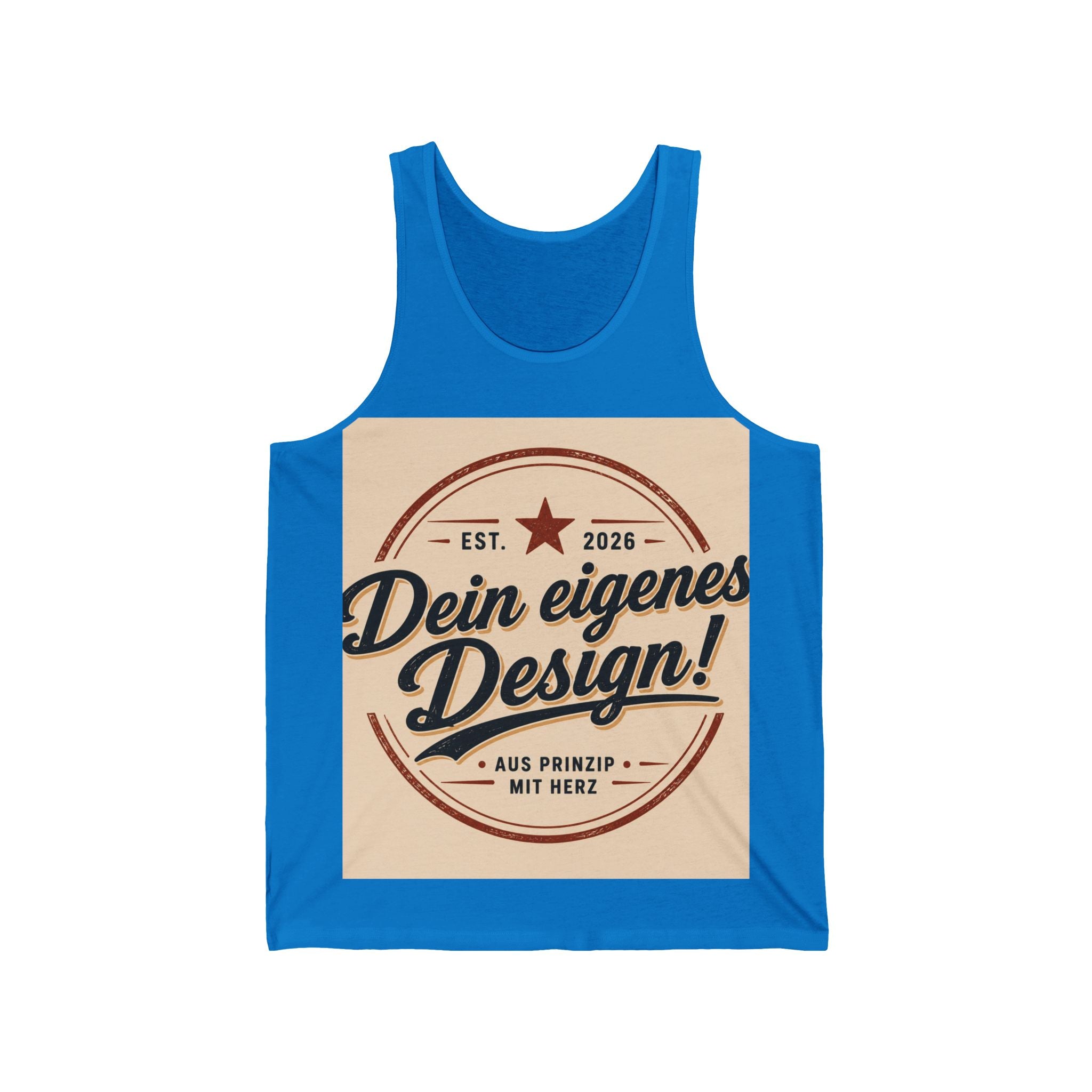 Retro Badge Tank Top — "Dein eigenes Design!" Custom German Vintage Logo Tank