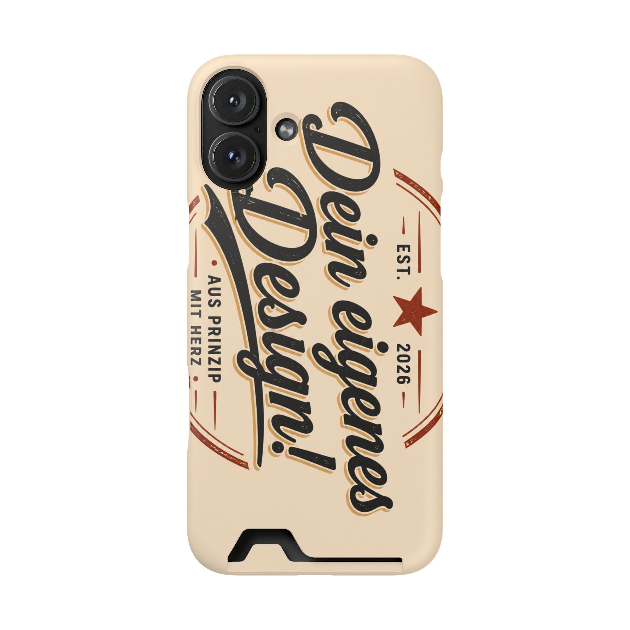 Retro Script Phone Case with Card Holder — "Dein eigenes Design!"