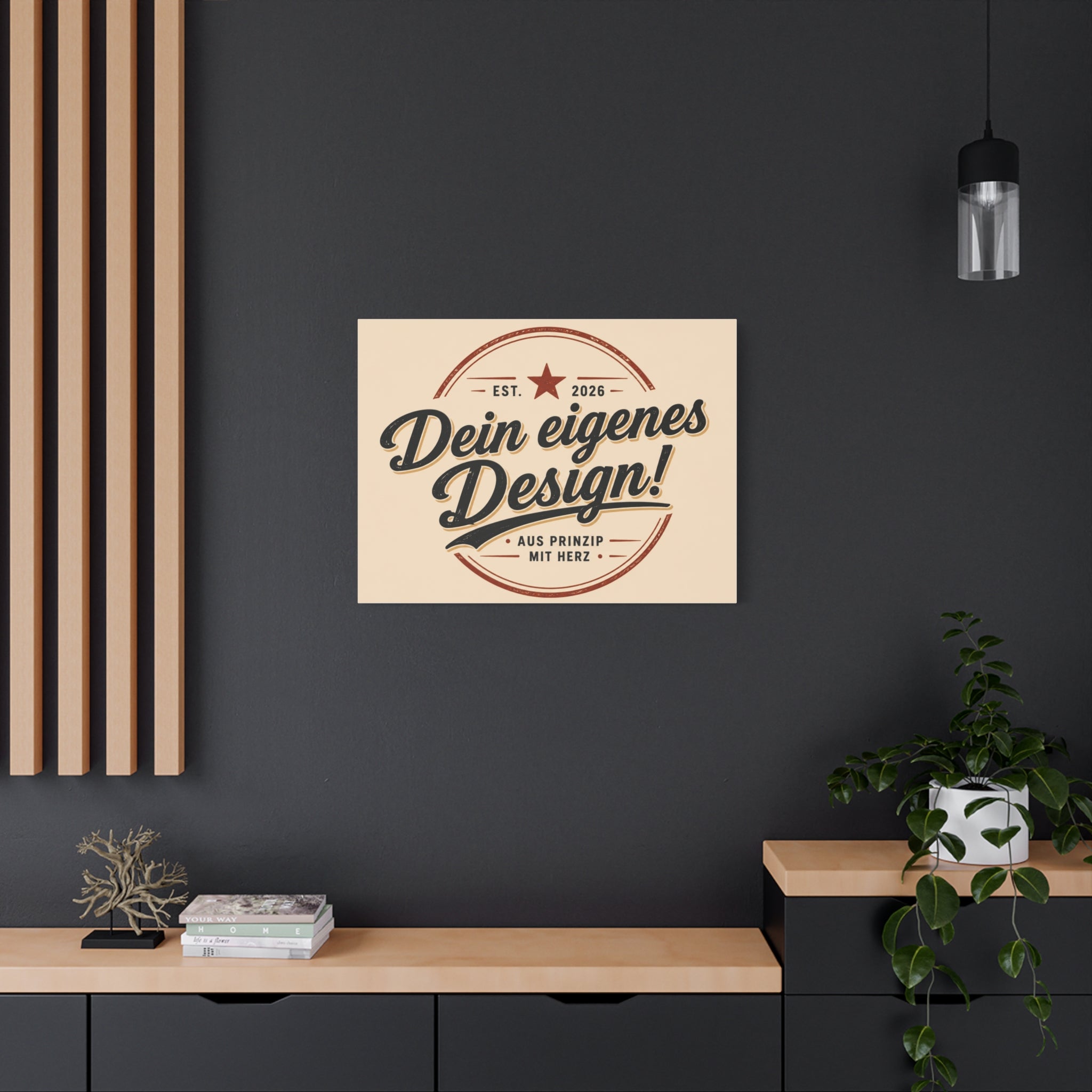 Matte Stretched Canvas - "Dein eigenes Design!" Vintage Badge Wall Art