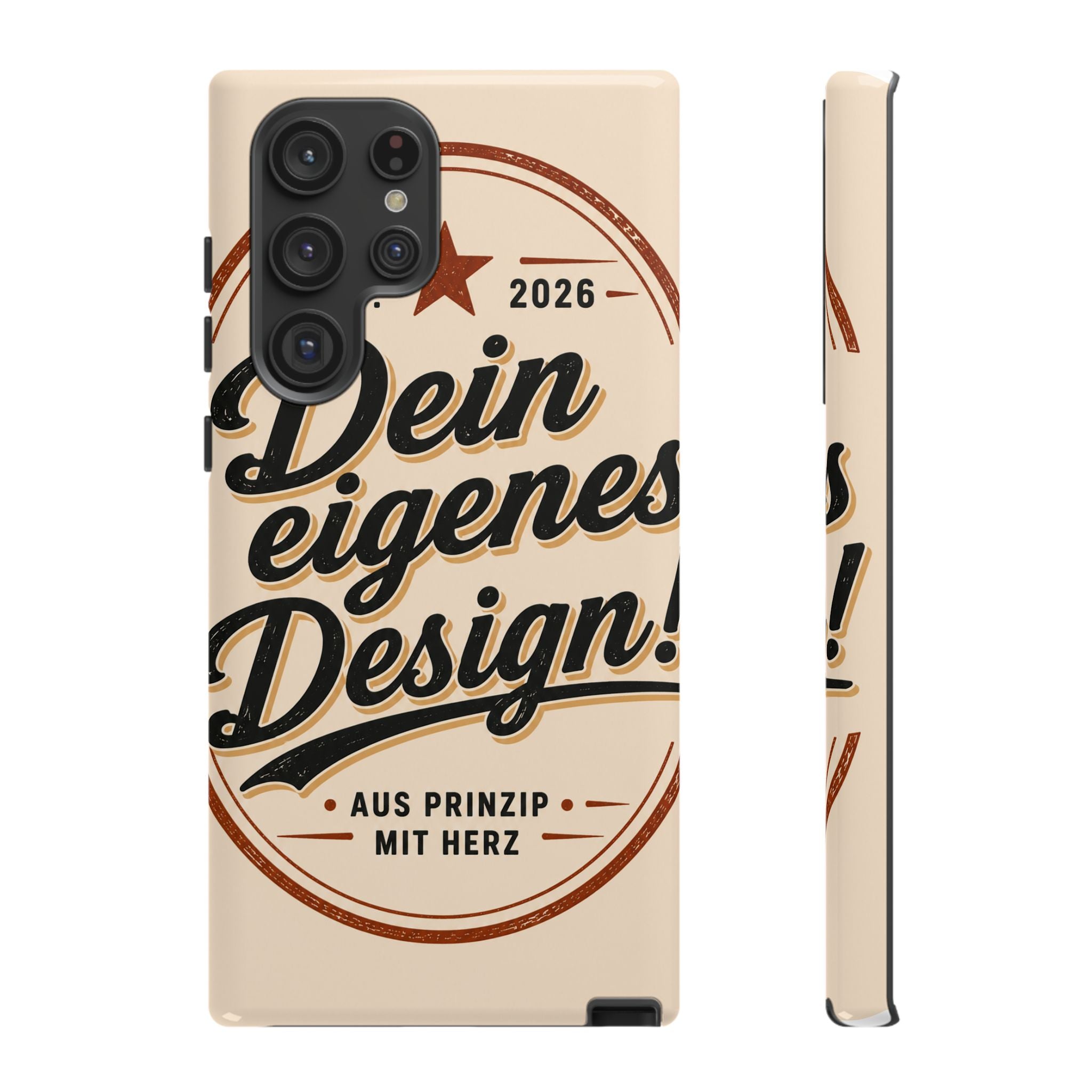 Custom Tough Phone Case — "Dein eigenes Design" Vintage Script Tough Case