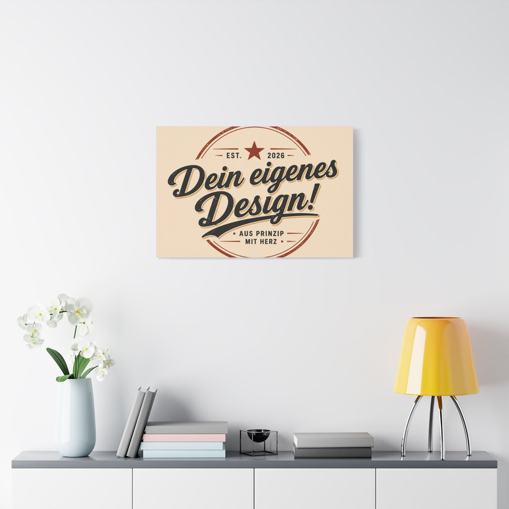 Matte Stretched Canvas - "Dein eigenes Design!" Vintage Badge Wall Art