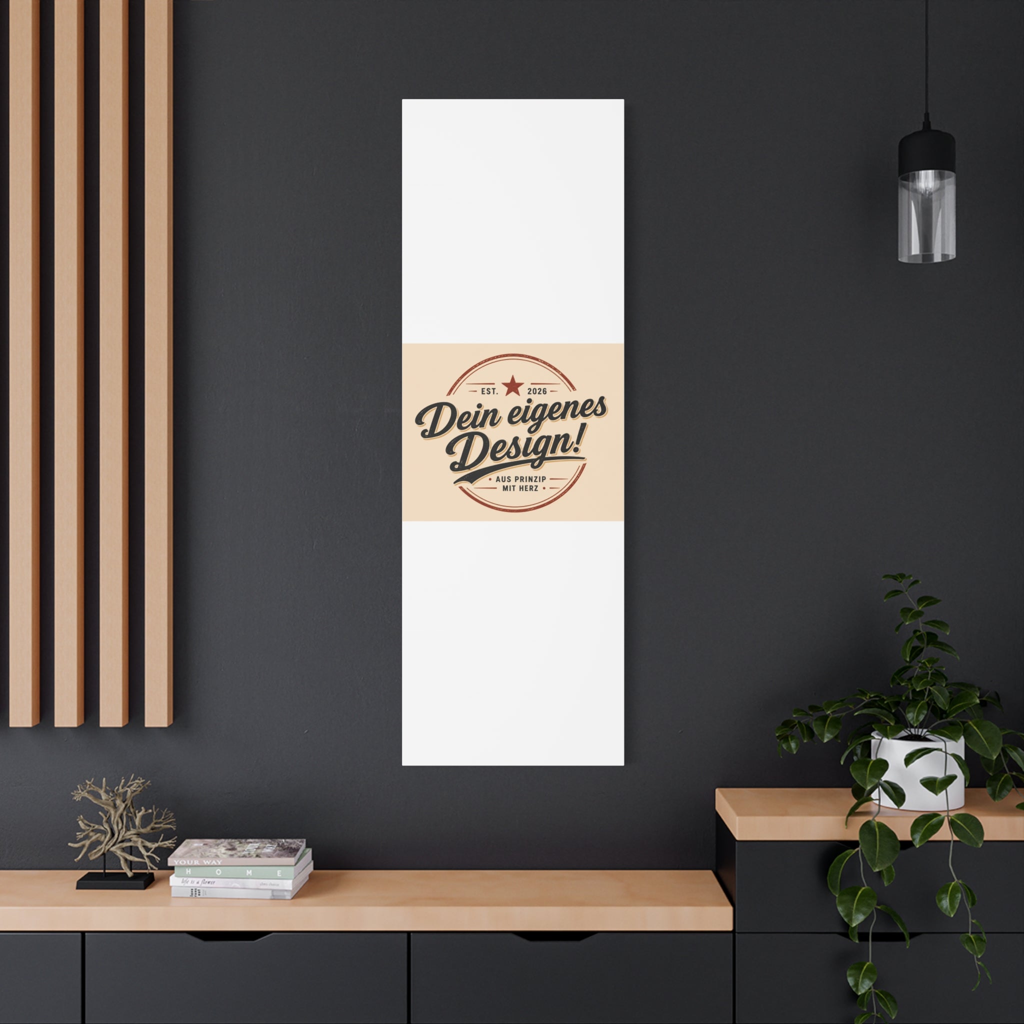 Matte Stretched Canvas - "Dein eigenes Design!" Vintage Badge Wall Art