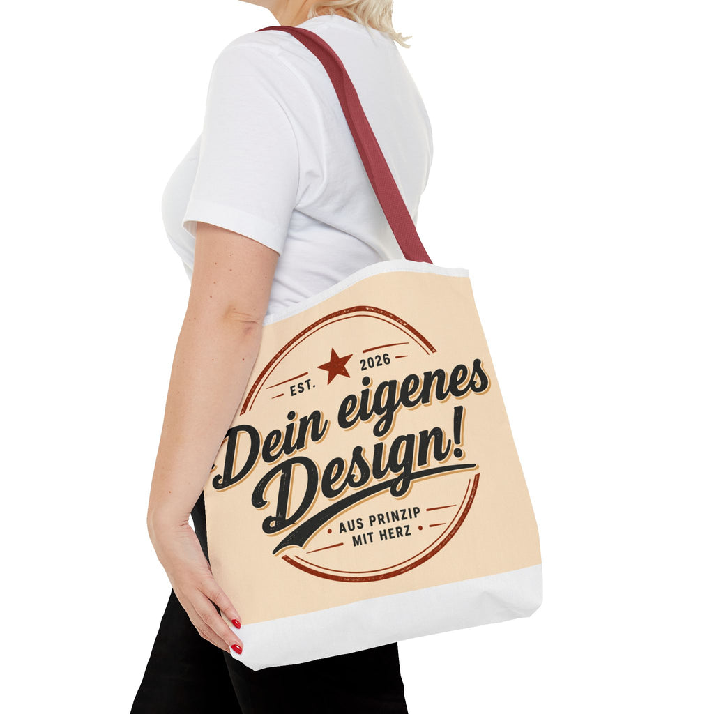 Custom Design Tote Bag — "Dein eigenes Design!" Vintage Emblem Canvas Shopper