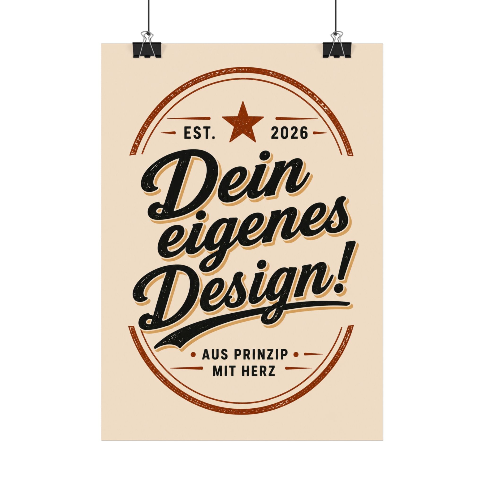 Poster - 'Dein eigenes Design!': Vintage Badge Typography Wall Art