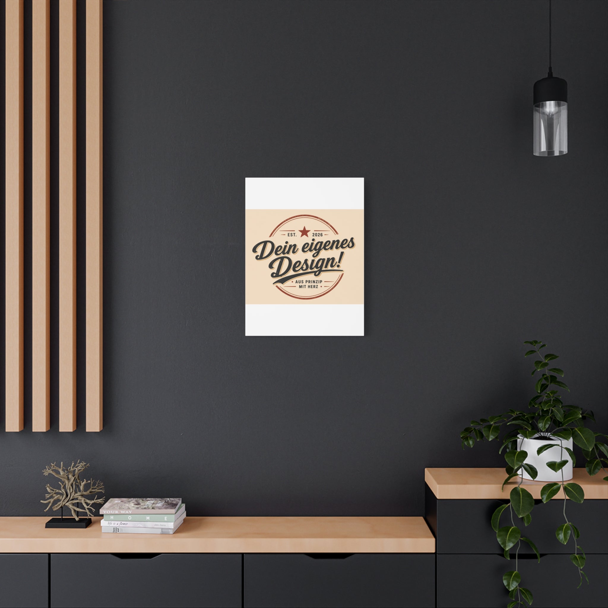 Matte Stretched Canvas - "Dein eigenes Design!" Vintage Badge Wall Art
