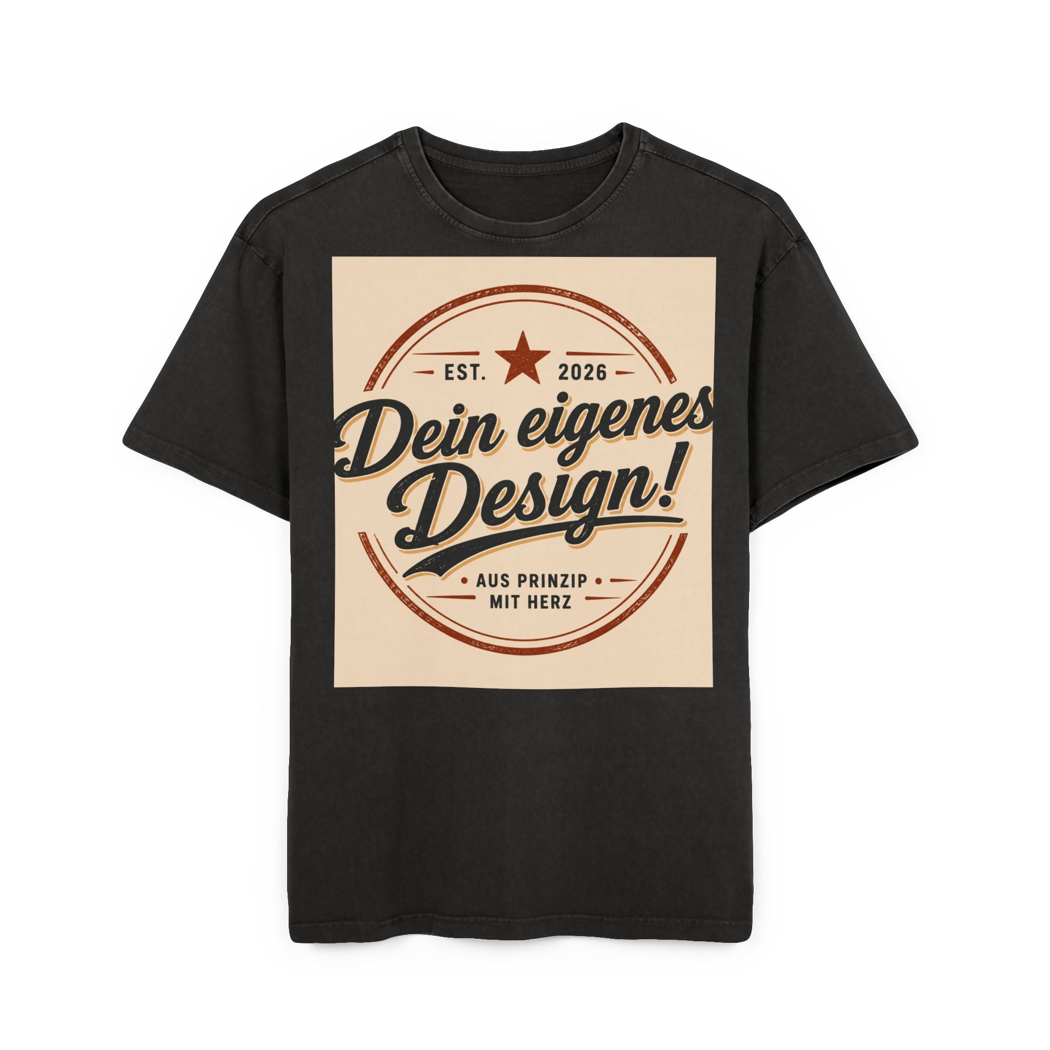 Vintage Logo Tee — "Dein eigenes Design!" Acid Wash Oversized Shirt