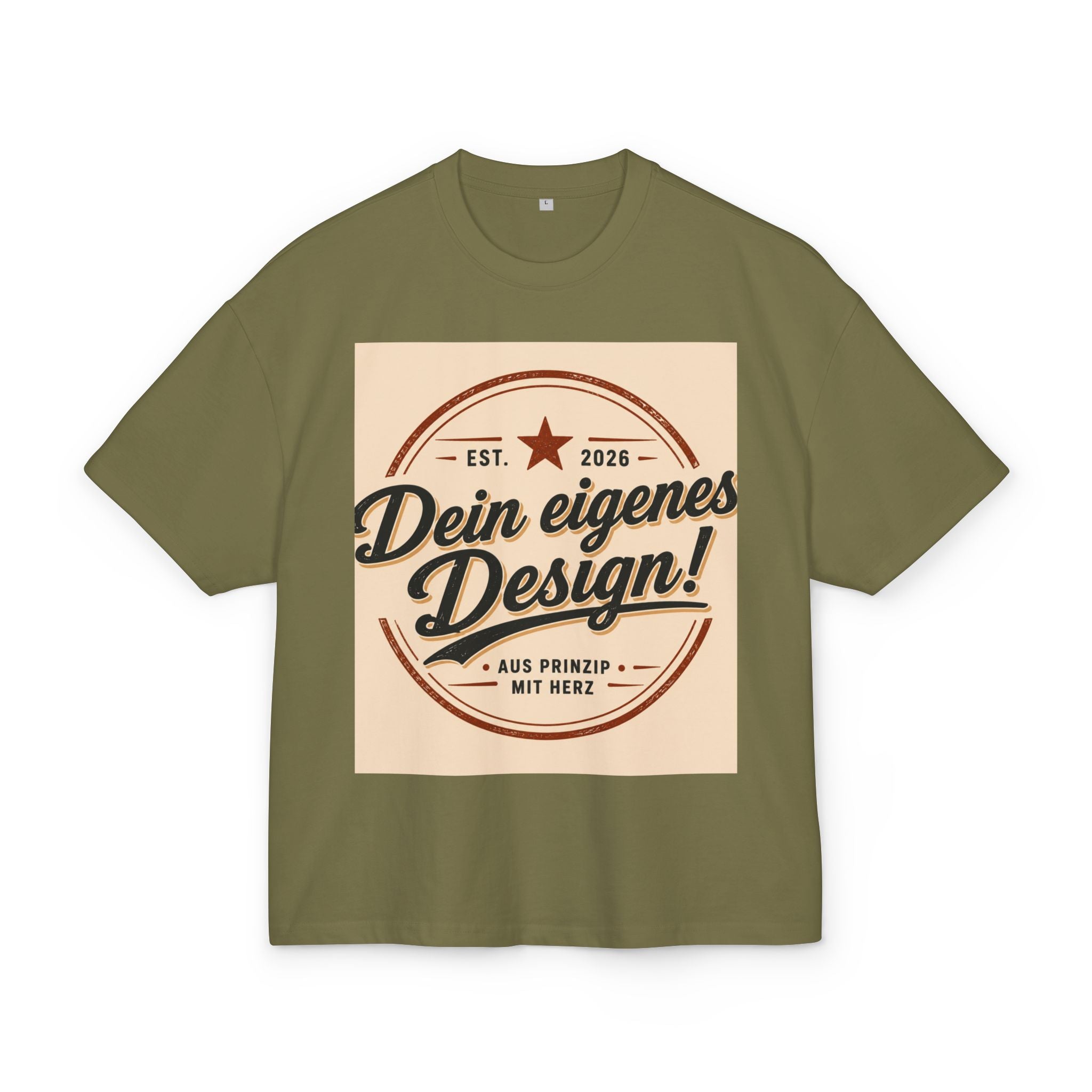 Vintage Badge T-Shirt — "Dein eigenes Design!" Retro Logo Tee