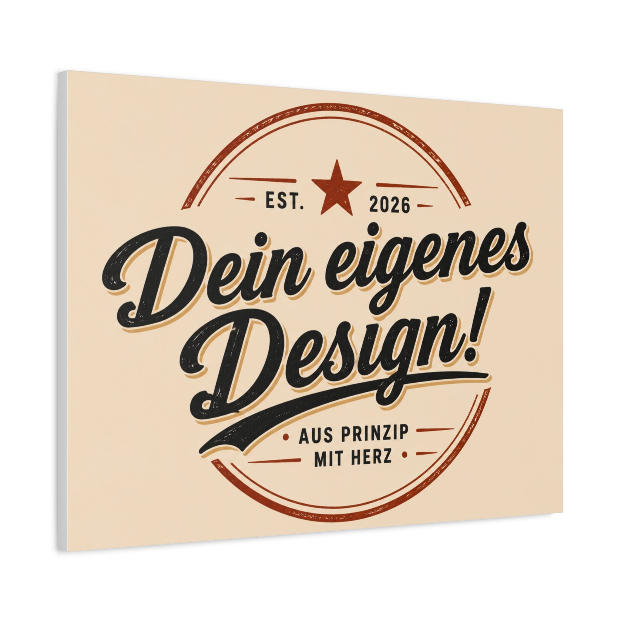 Matte Stretched Canvas - "Dein eigenes Design!" Vintage Badge Wall Art