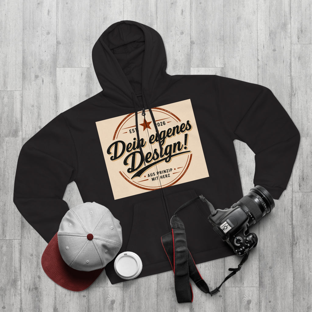 Vintage Badge Zip Hoodie – "Dein eigenes Design!" Graphic
