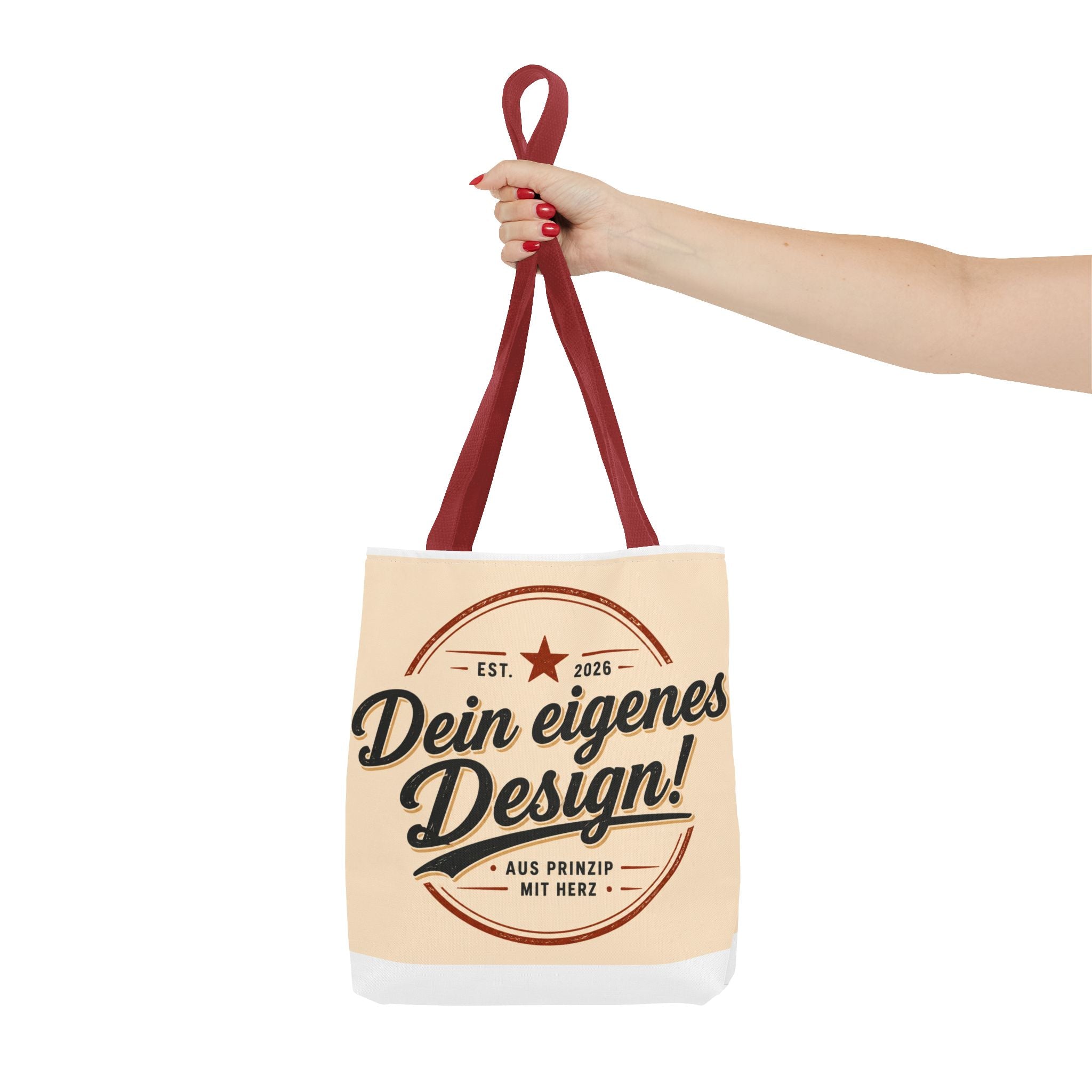 Custom Design Tote Bag — "Dein eigenes Design!" Vintage Emblem Canvas Shopper