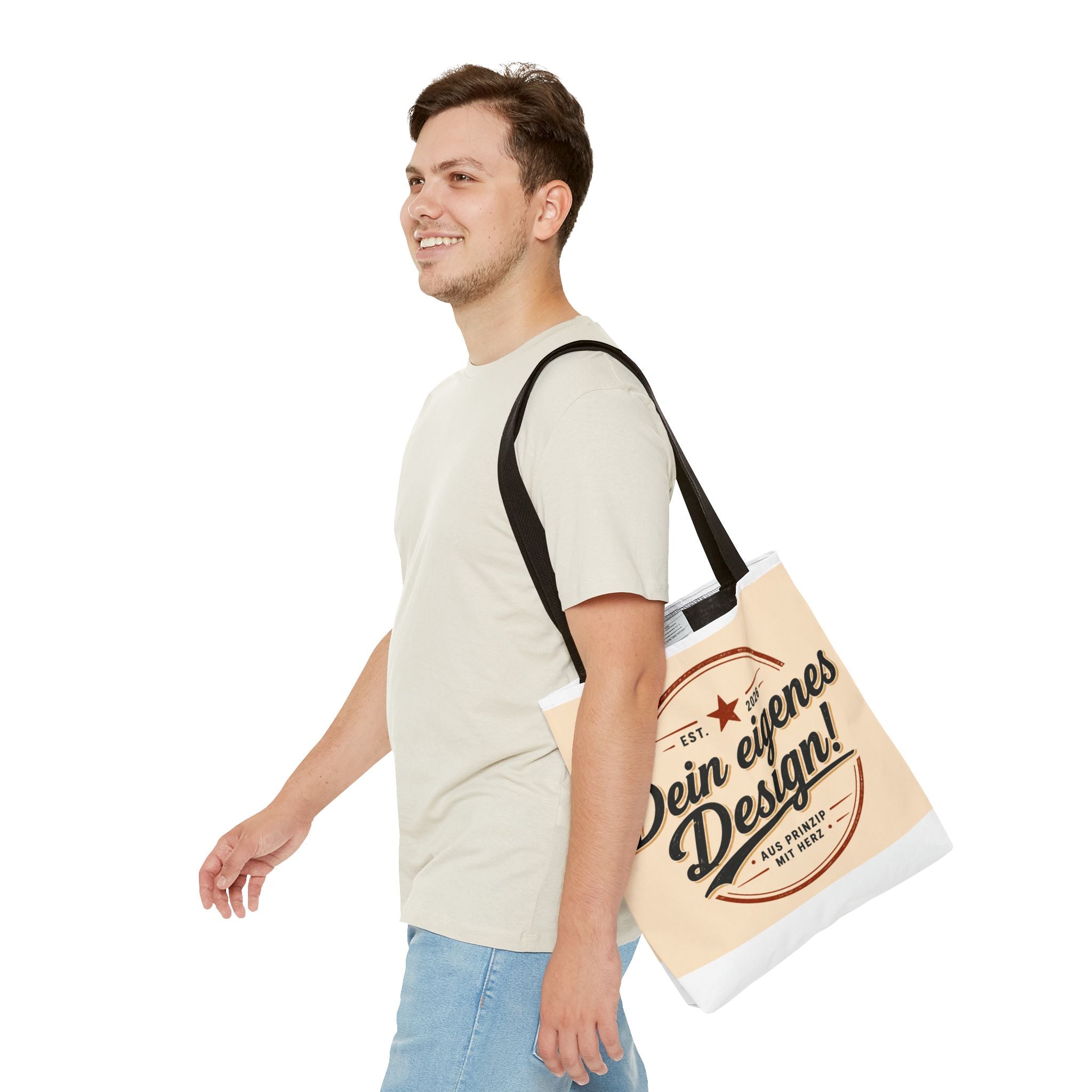 Custom Design Tote Bag — "Dein eigenes Design!" Vintage Emblem Canvas Shopper