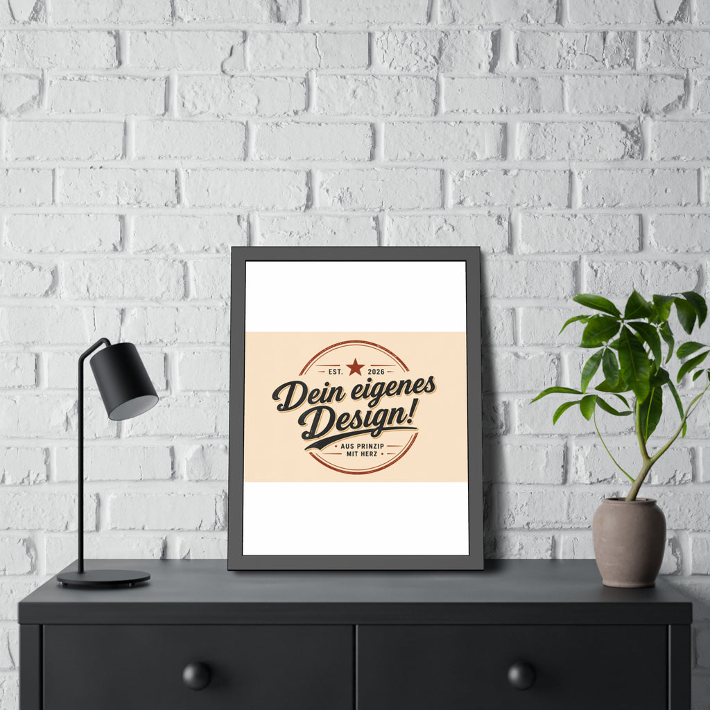 Framed Poster — Custom 'Dein eigenes Design!' Wall Art (Vintage Badge)