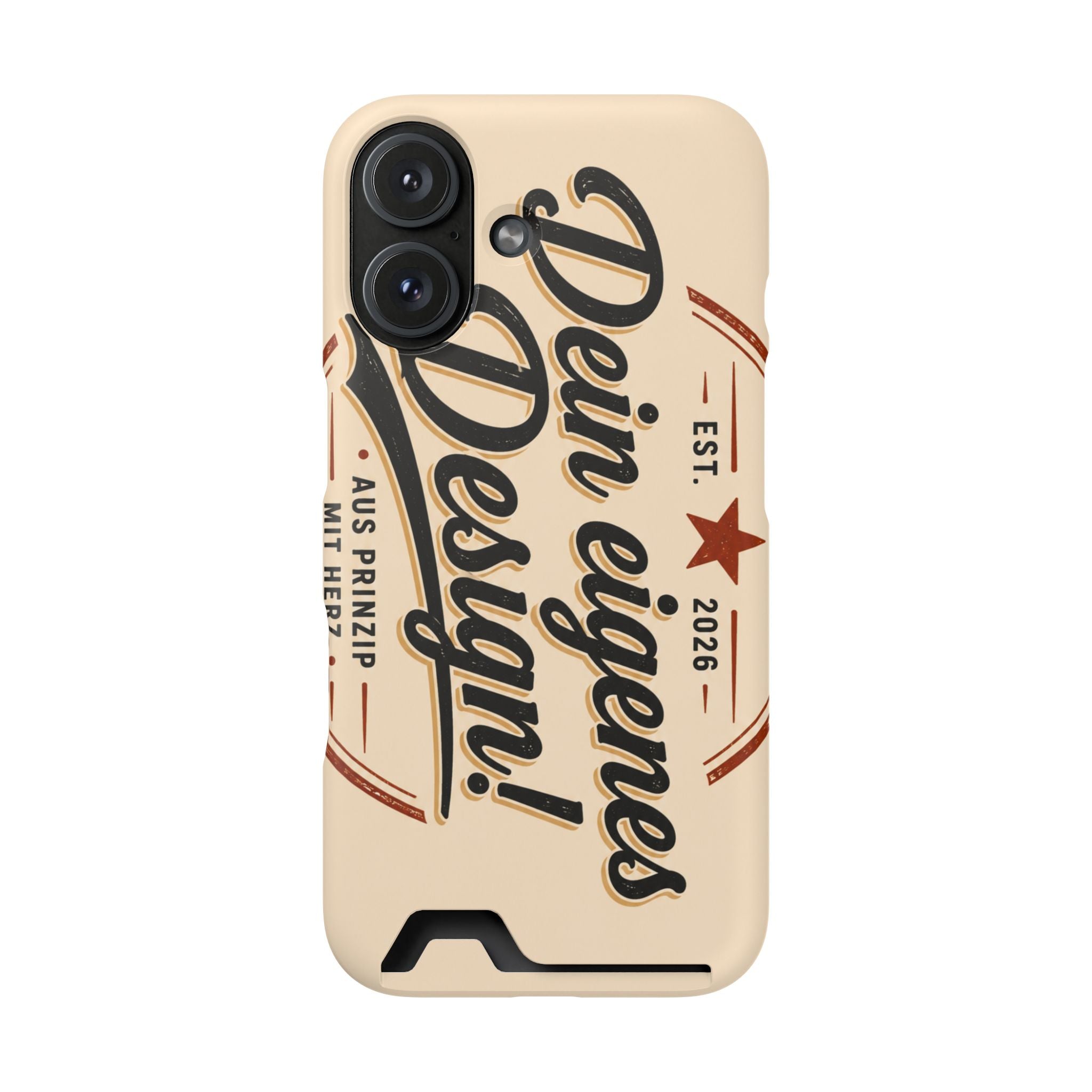 Retro Script Phone Case with Card Holder — "Dein eigenes Design!"