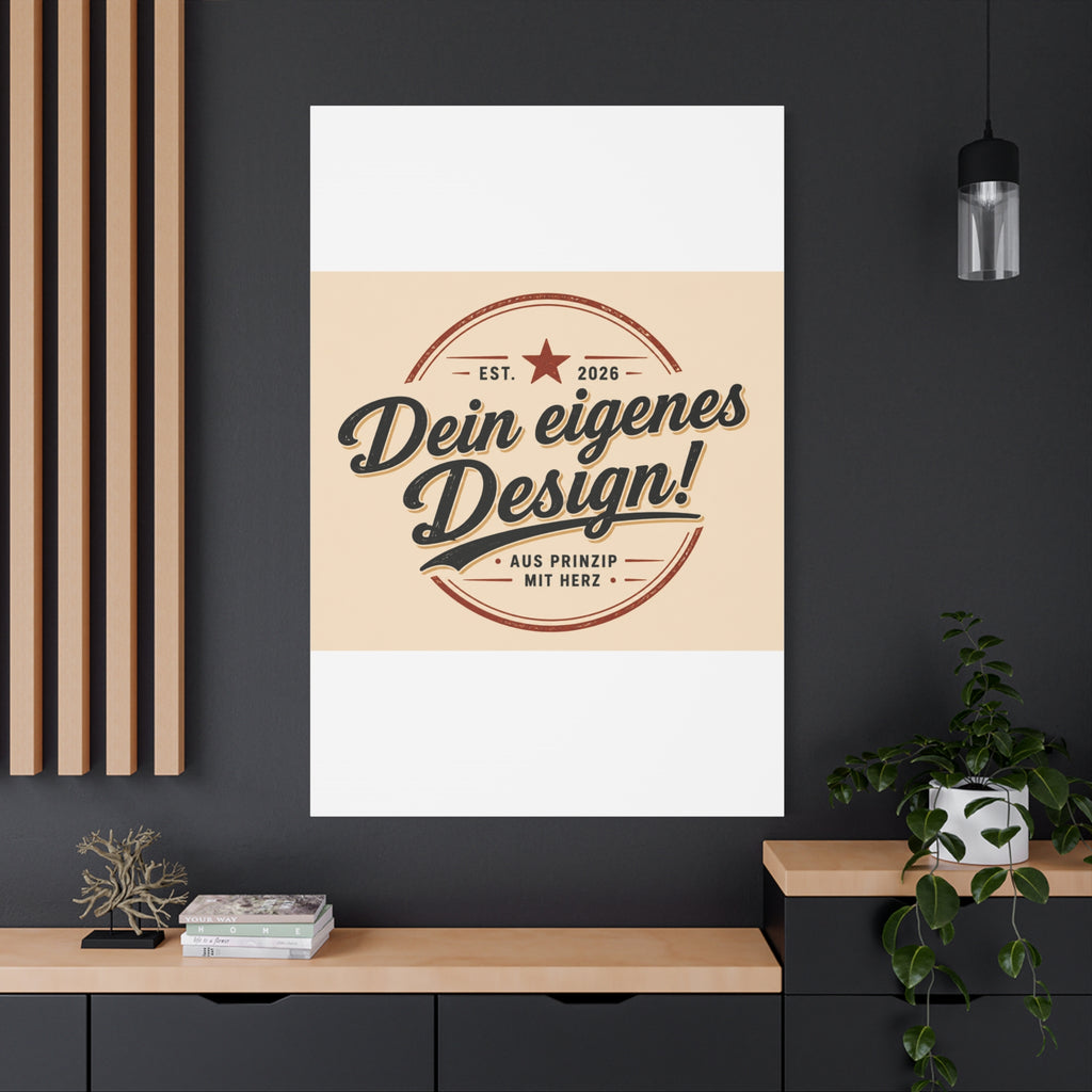 Matte Stretched Canvas - "Dein eigenes Design!" Vintage Badge Wall Art