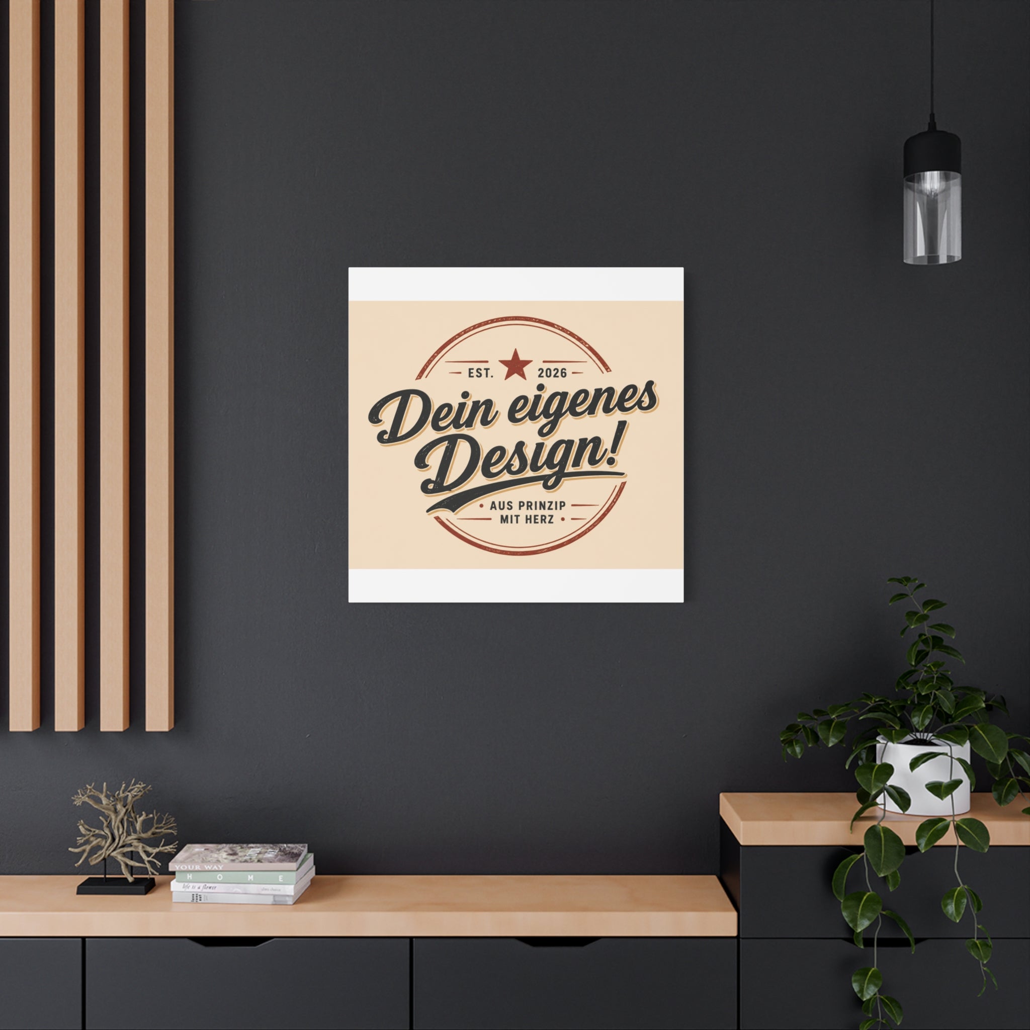 Matte Stretched Canvas - "Dein eigenes Design!" Vintage Badge Wall Art