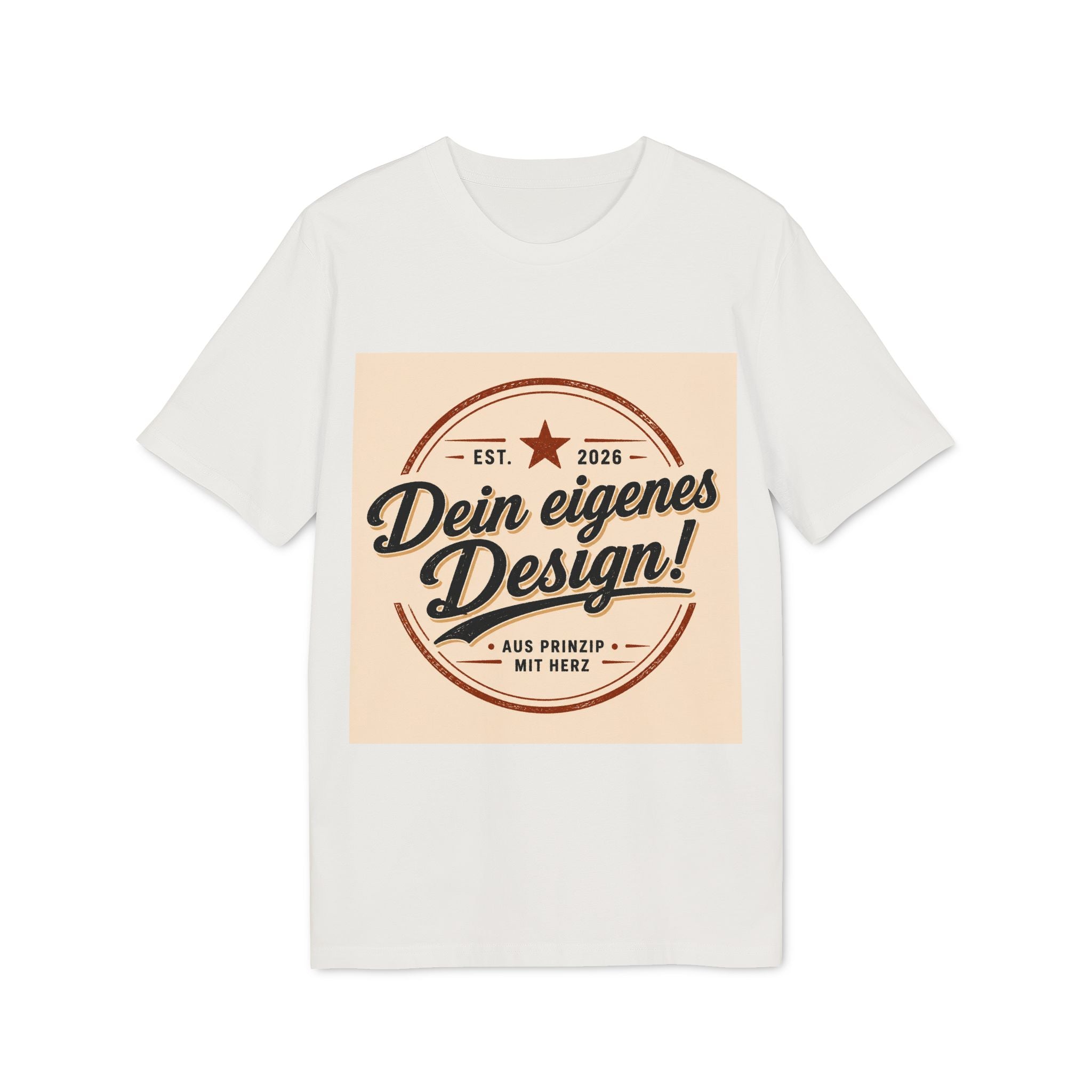 T-Shirt — Retro Stamp Design “Dein eigenes Design!” (Customizable Creator Tee)