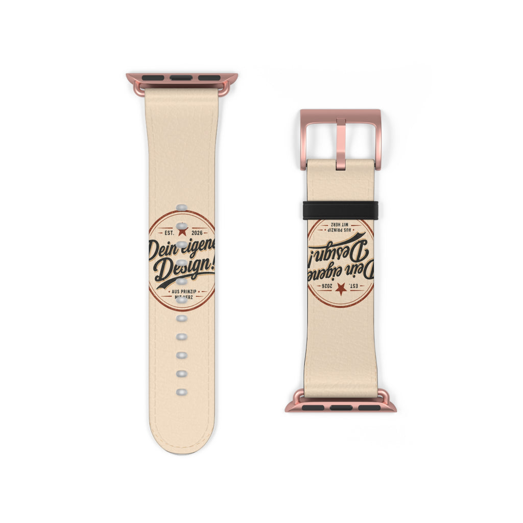 Vintage Stamp Leather Watch Band — Custom 'Dein eigenes Design' Accent