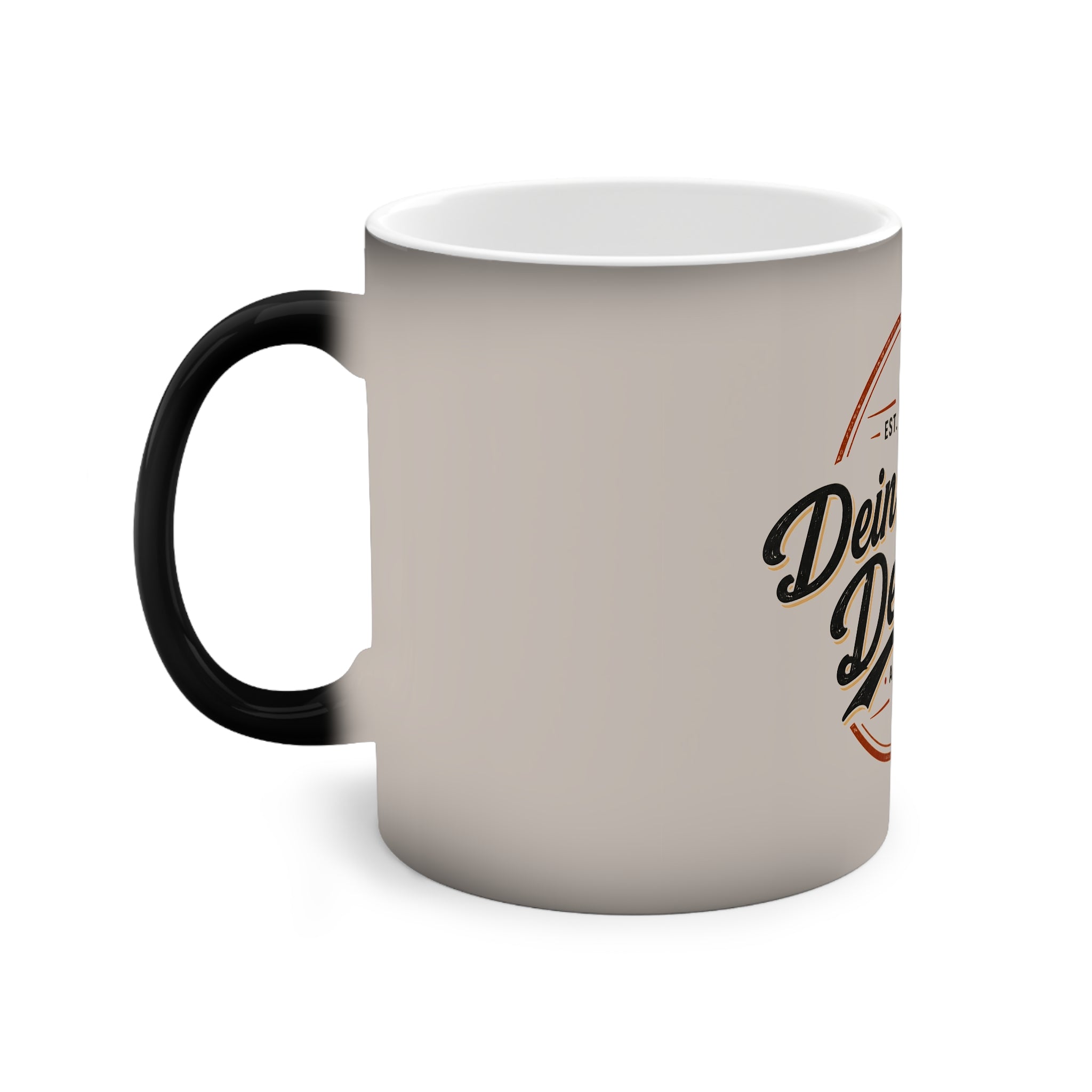 Color-Changing Mug - 'Dein eigenes Design!' Retro Badge Thermal Coffee Cup