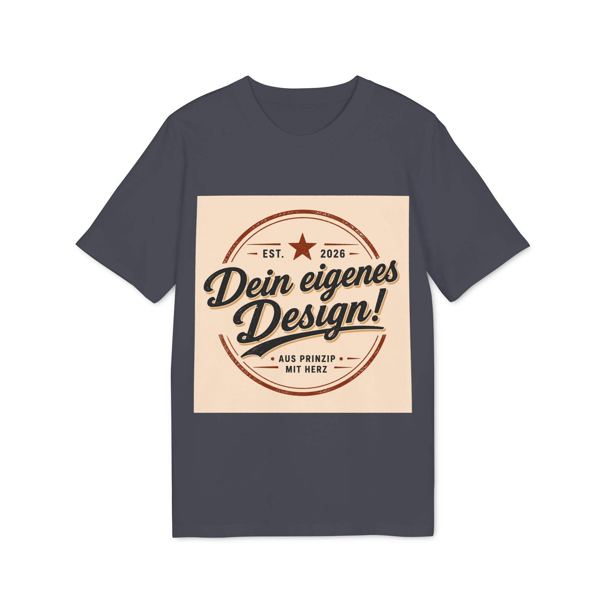 T-Shirt — Retro Stamp Design “Dein eigenes Design!” (Customizable Creator Tee)