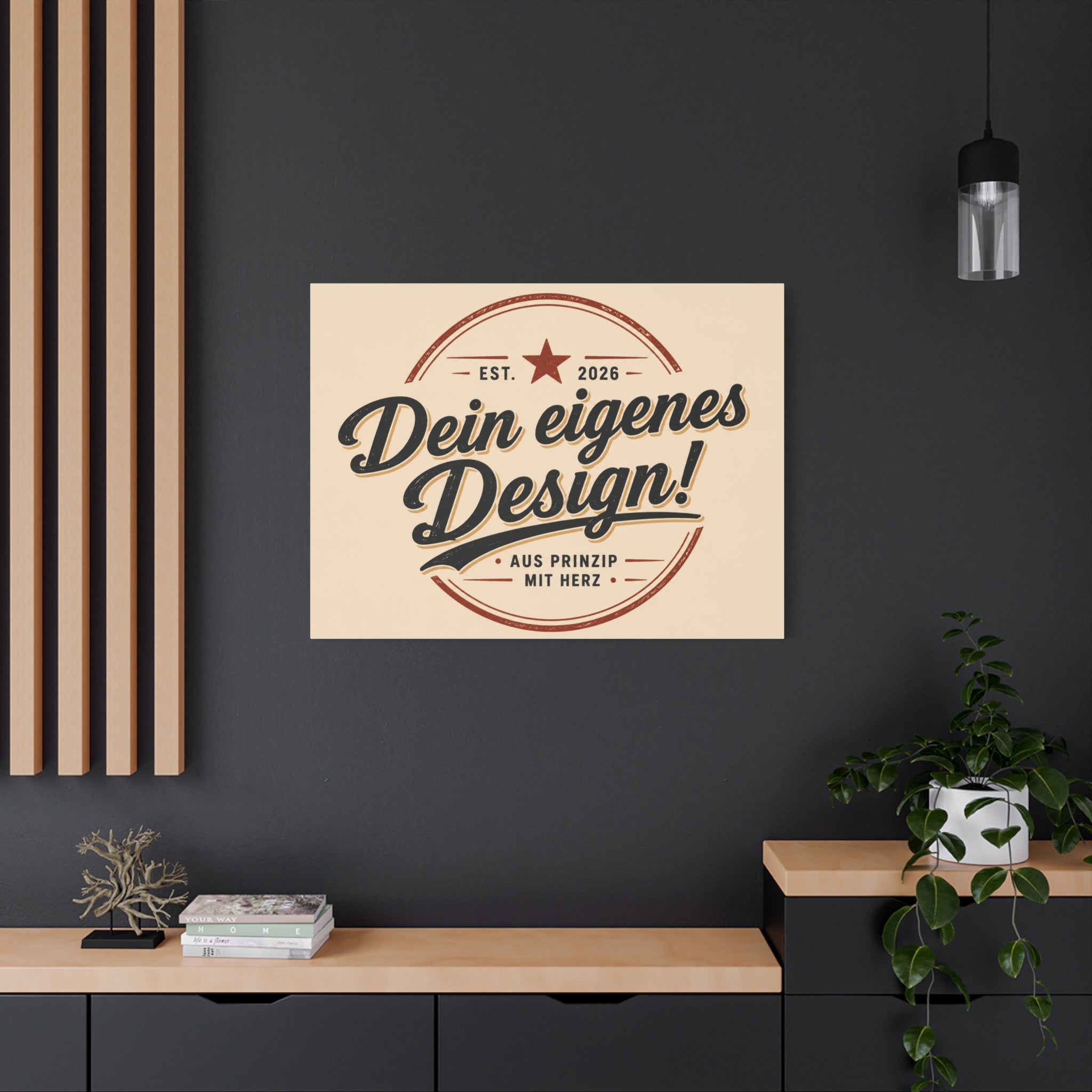 Matte Stretched Canvas - "Dein eigenes Design!" Vintage Badge Wall Art