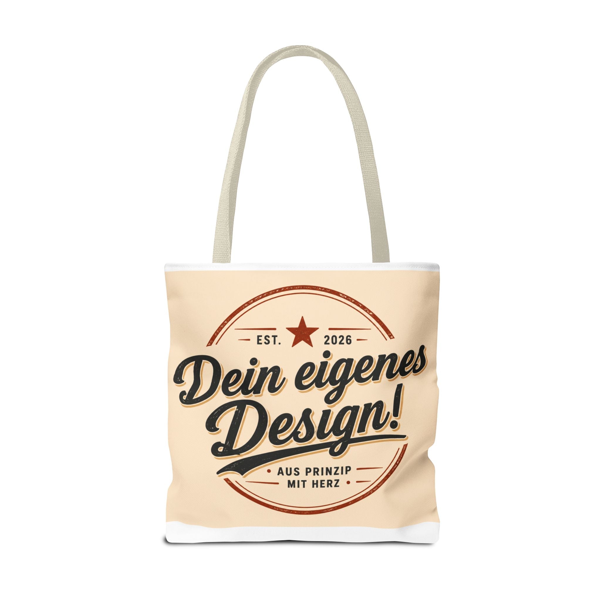 Custom Design Tote Bag — "Dein eigenes Design!" Vintage Emblem Canvas Shopper