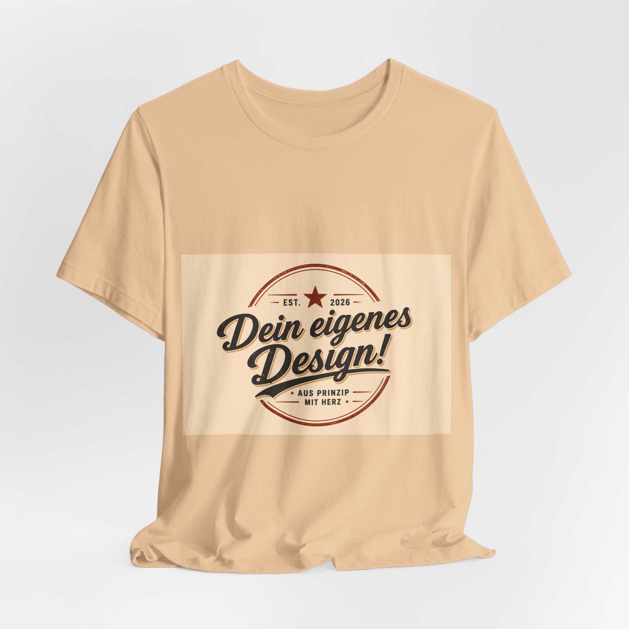 Custom Vintage Badge T-Shirt — "Dein eigenes Design" Personalized Tee