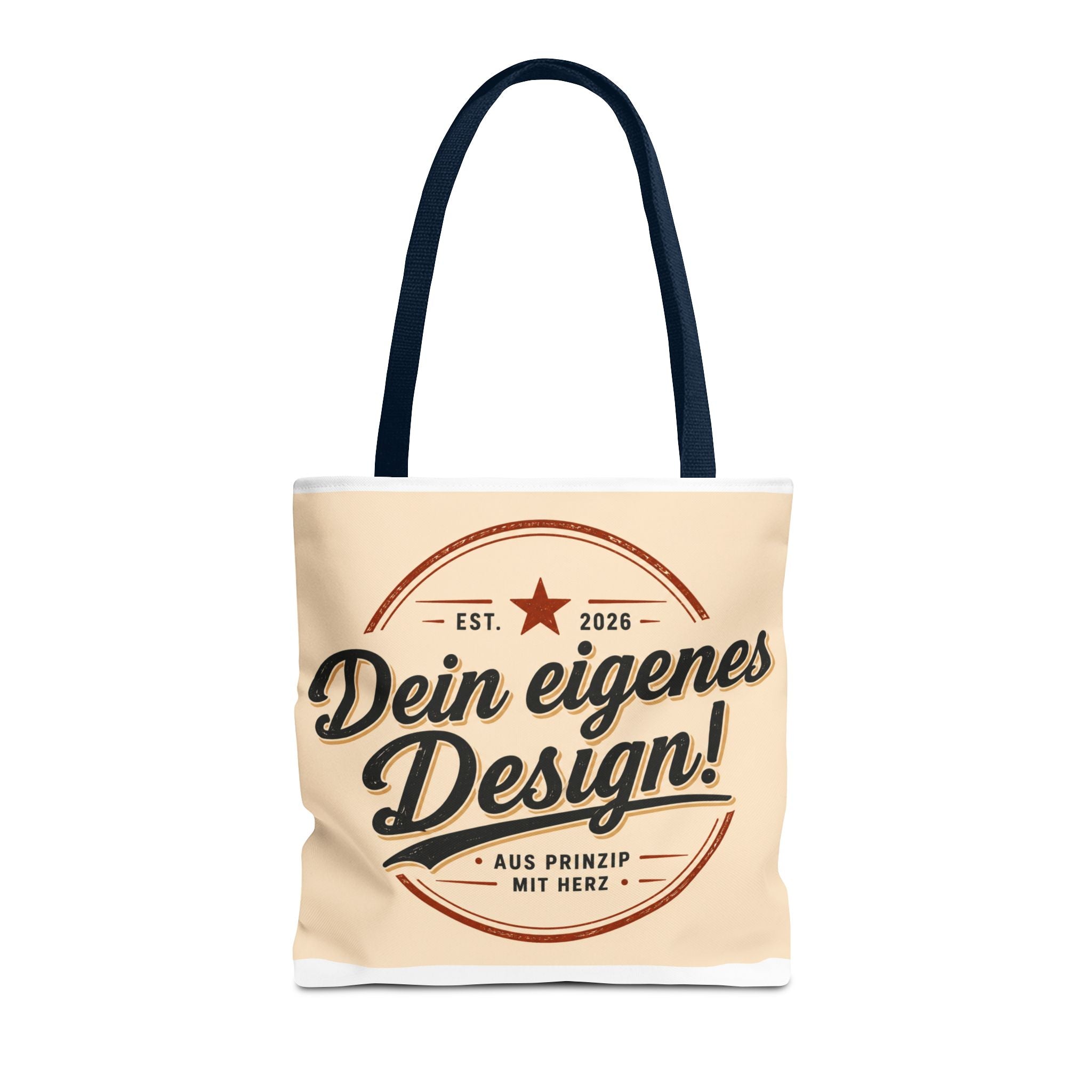 Custom Design Tote Bag — "Dein eigenes Design!" Vintage Emblem Canvas Shopper