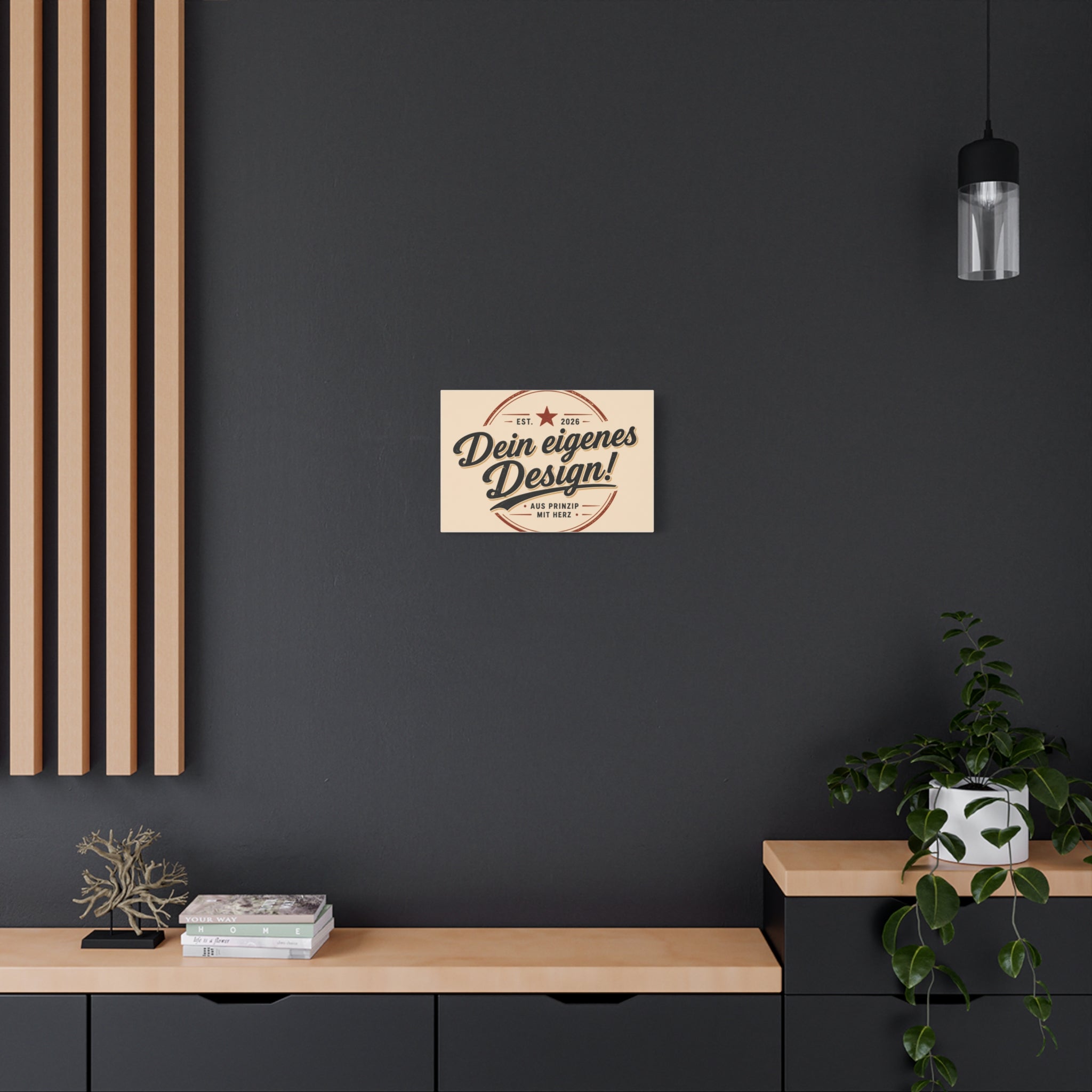 Matte Stretched Canvas - "Dein eigenes Design!" Vintage Badge Wall Art
