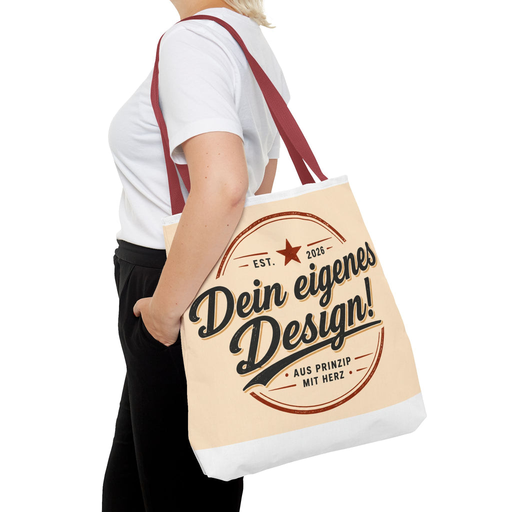 Custom Design Tote Bag — "Dein eigenes Design!" Vintage Emblem Canvas Shopper