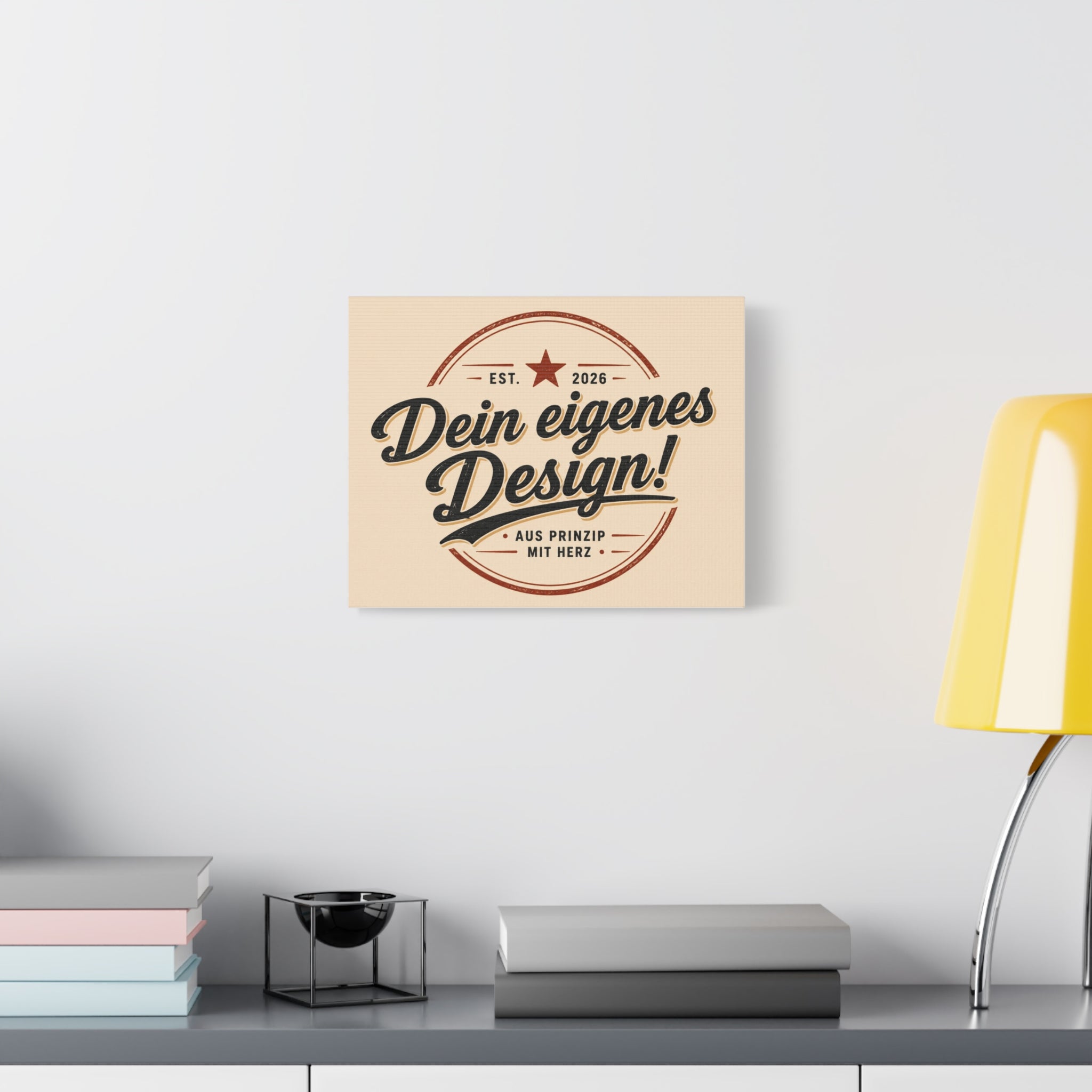 Matte Stretched Canvas - "Dein eigenes Design!" Vintage Badge Wall Art