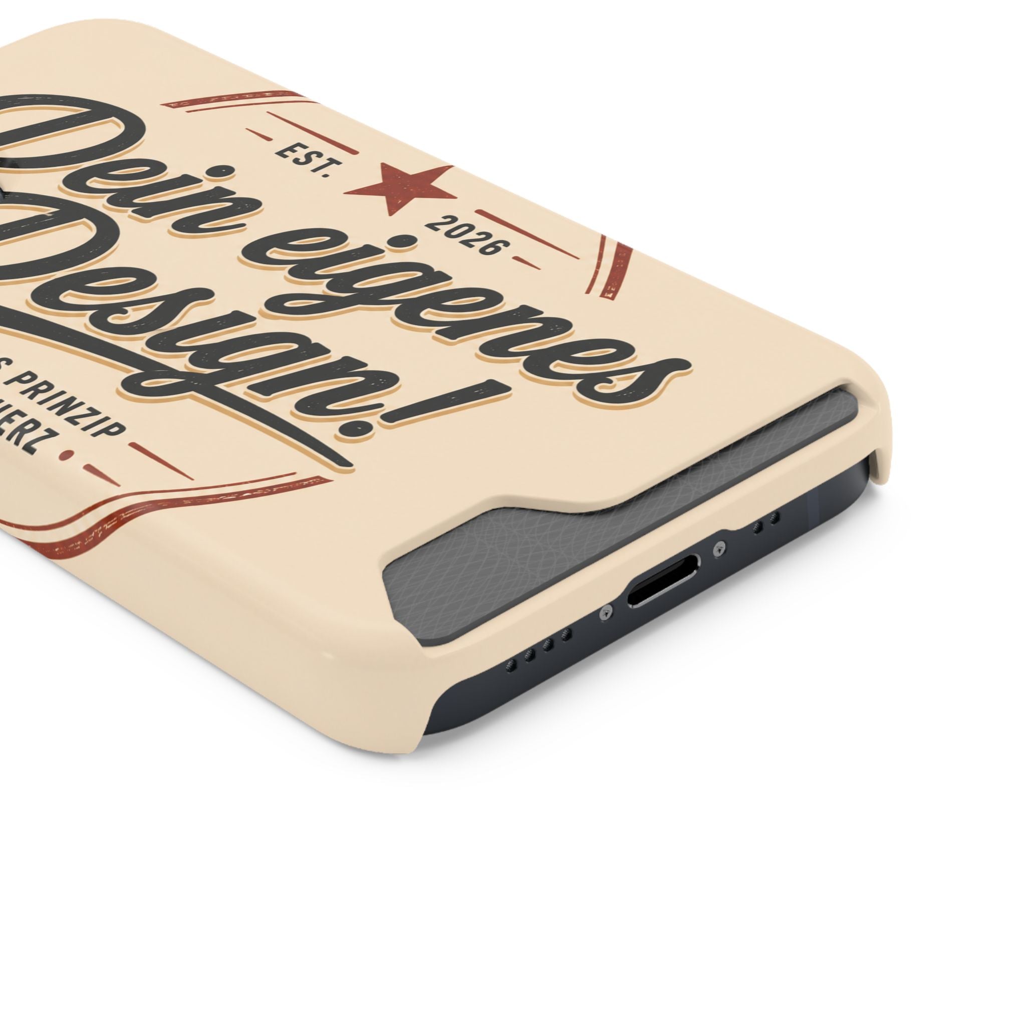 Retro Script Phone Case with Card Holder — "Dein eigenes Design!"