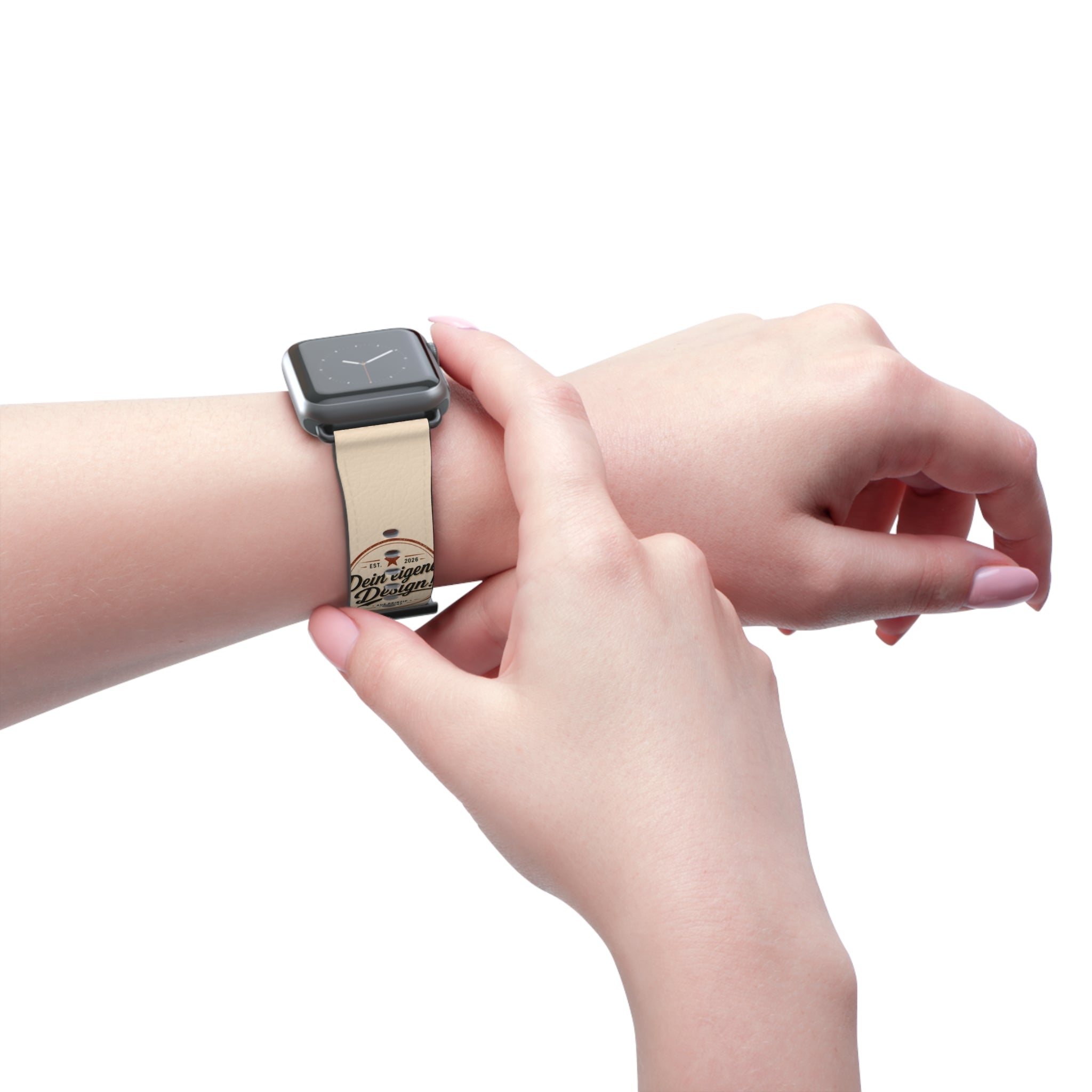 Vintage Stamp Leather Watch Band — Custom 'Dein eigenes Design' Accent