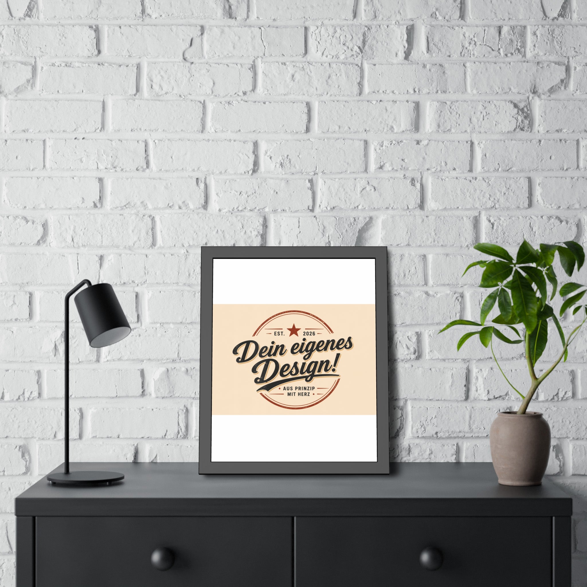 Framed Poster — Custom 'Dein eigenes Design!' Wall Art (Vintage Badge)